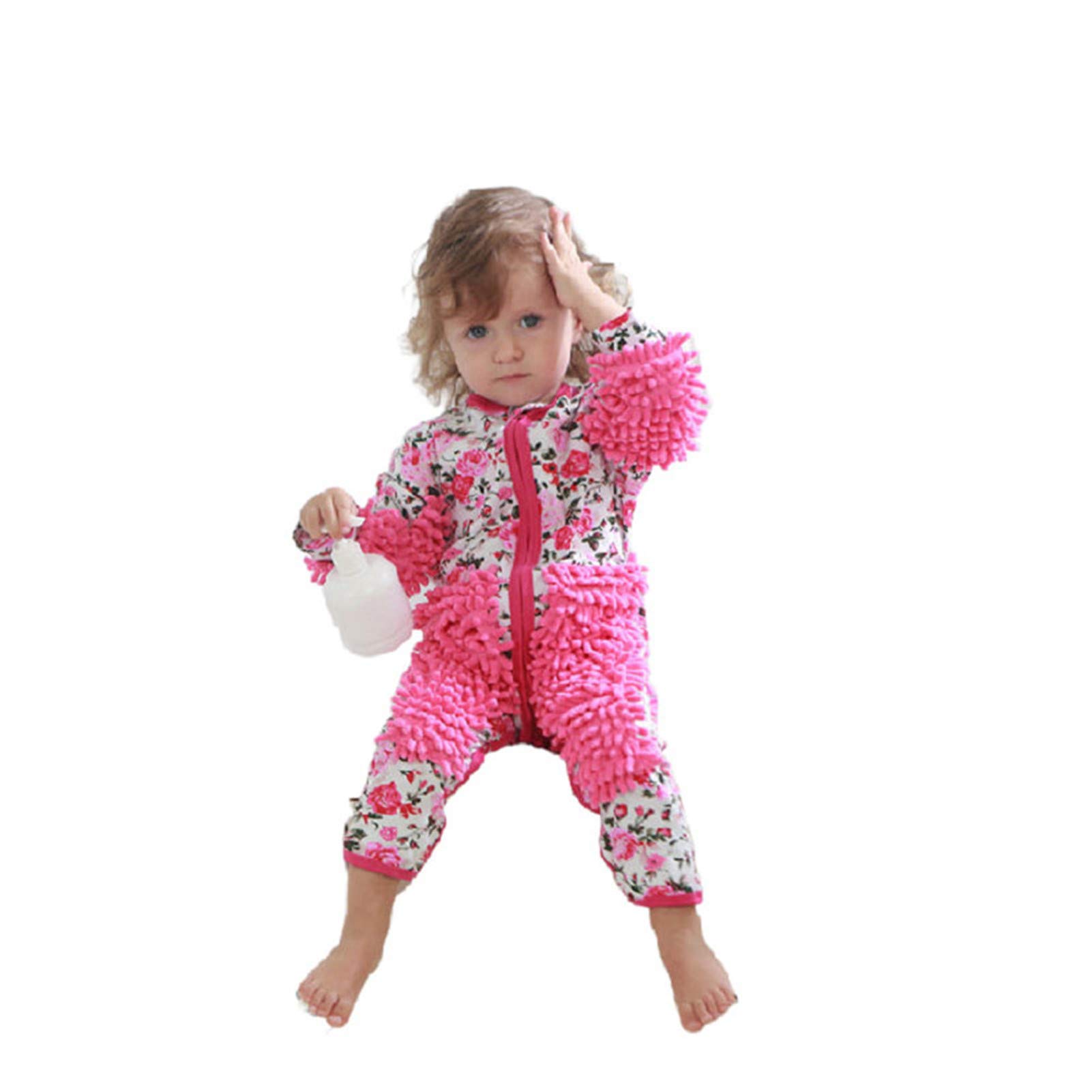 CHAW Cute Baby Mop Onesie - Infant Crawling Mop Outfit for Girls & Boys (0-24 Months) | Soft & Absorbent One-Piece Romper | Fun Learning & Cleaning Toy for Toddlers | Perfect for Playtime, Housework Pretend & Photo Shoots