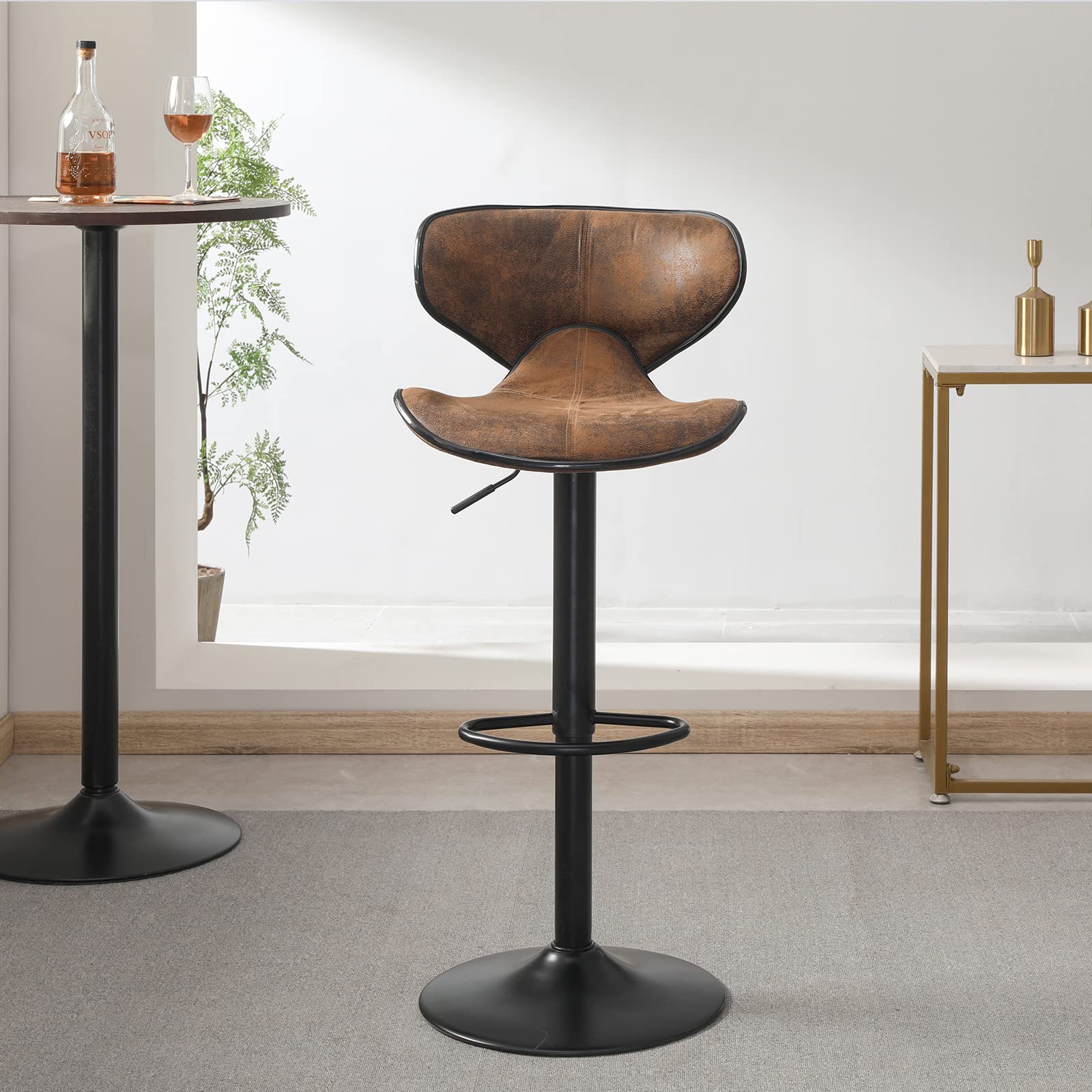 Adjustable Retro 360° Swivel Bar Stool Set of 2 - Lift Seat Height for Kitchen, Dining Room & Home Bar - Perfect for Breakfast Nooks, Counter Seating & Entertaining