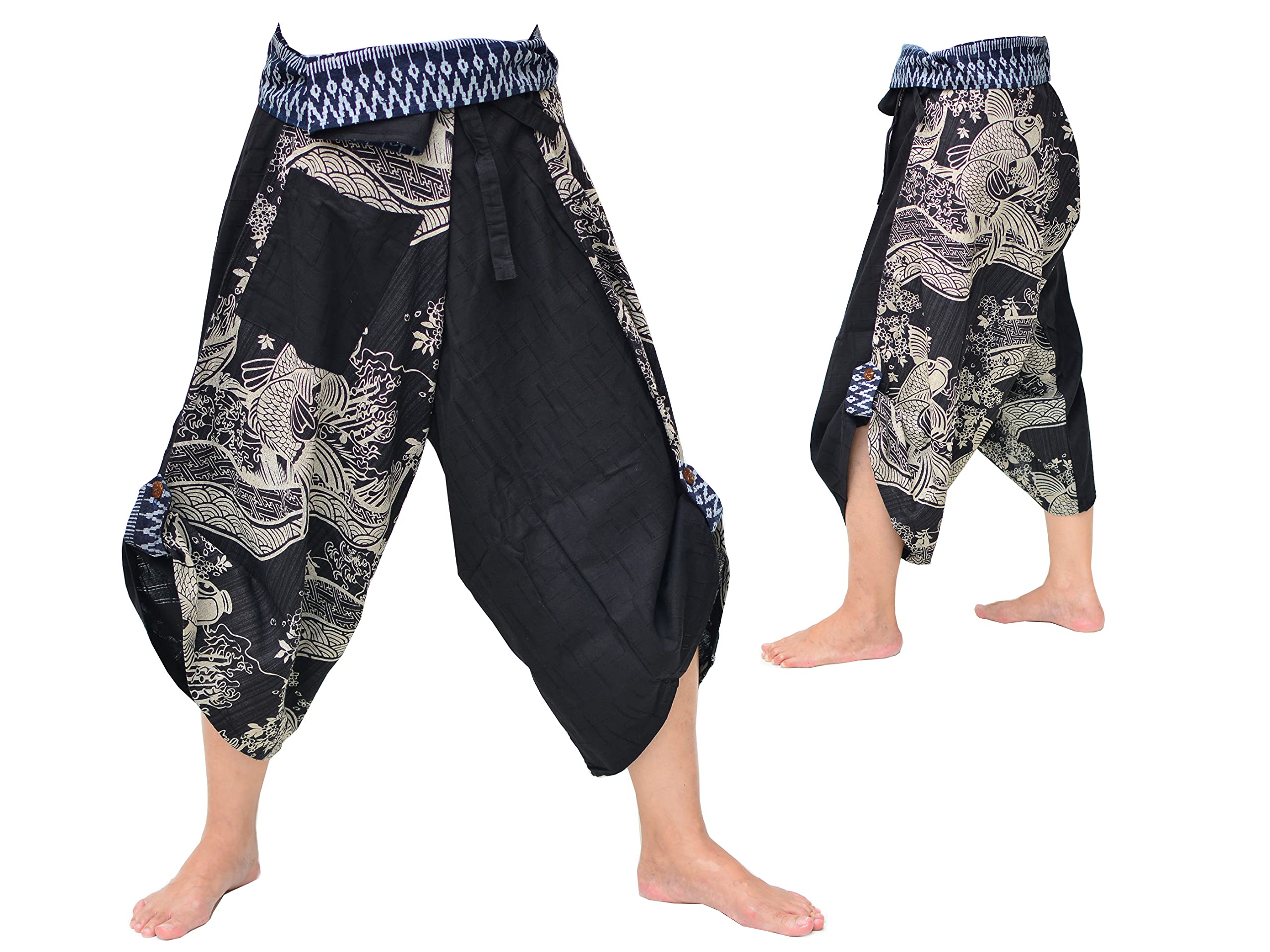 Yoga Ninja Harem Samurai Pants for Women & Men - Japanese Style Wrap Trousers One Size - Perfect for Martial Arts, Yoga, Cosplay & Lounge Wear