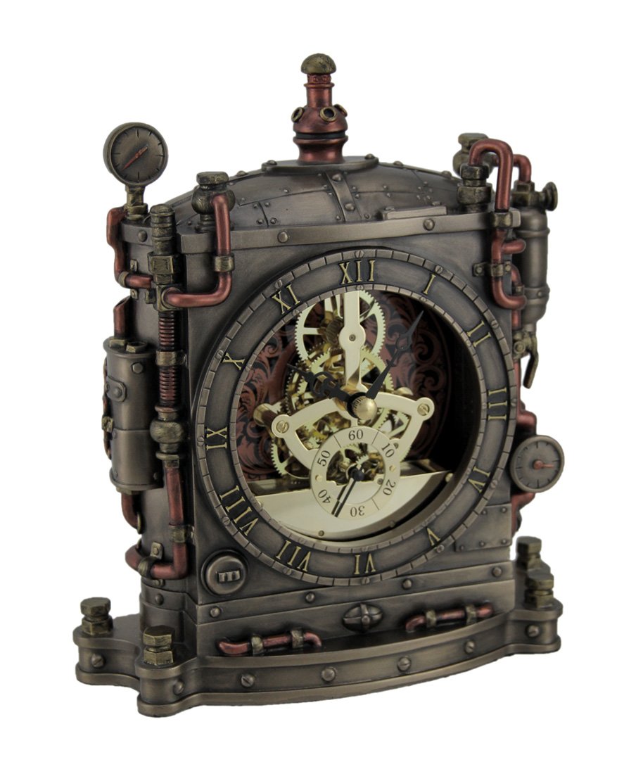 Vintage Steampunk Bronze Mantel Clock - Antique Style Grand Machine Wall Clock for Home, Office & Gothic Decor