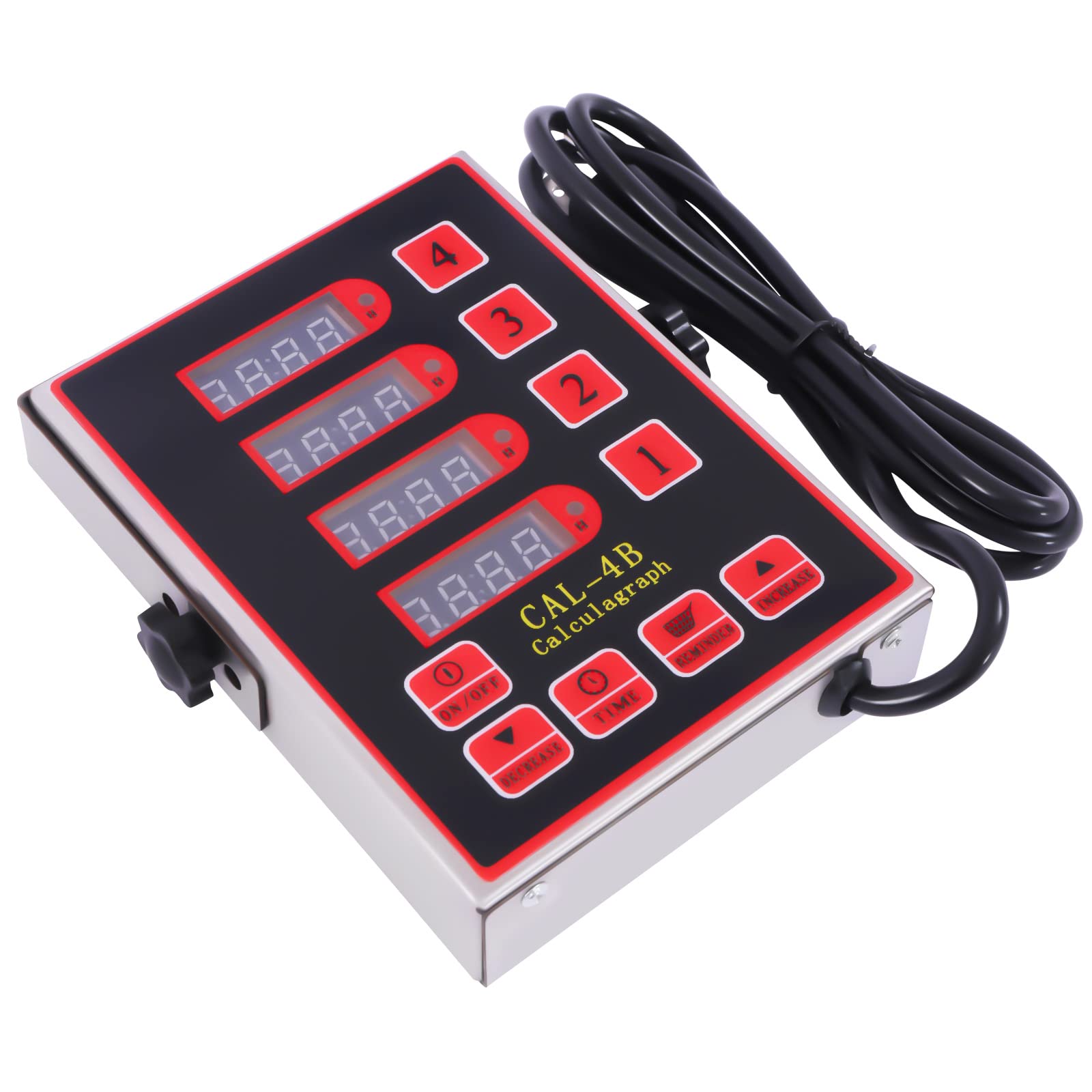 4 Channels CAL-4B Digital Kitchen Timer - Stainless Steel Restaurant Timer with Loud Alarm for Cooking, Baking & Multiple Events | Perfect for Home Kitchens, Professional Chefs & Food Service Businesses