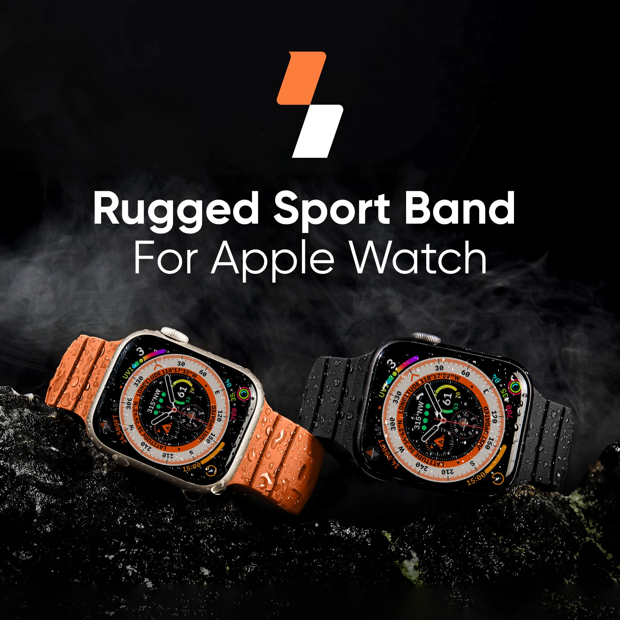 Premium Sport Bands for Apple Watch Ultra 2/Ultra - 49mm 45mm 44mm 42mm Waterproof Silicone Replacement Strap Compatible with iWatch Series 9/8/7/6/5/SE - Durable Fitness & Swimming Wristband for Men & Women