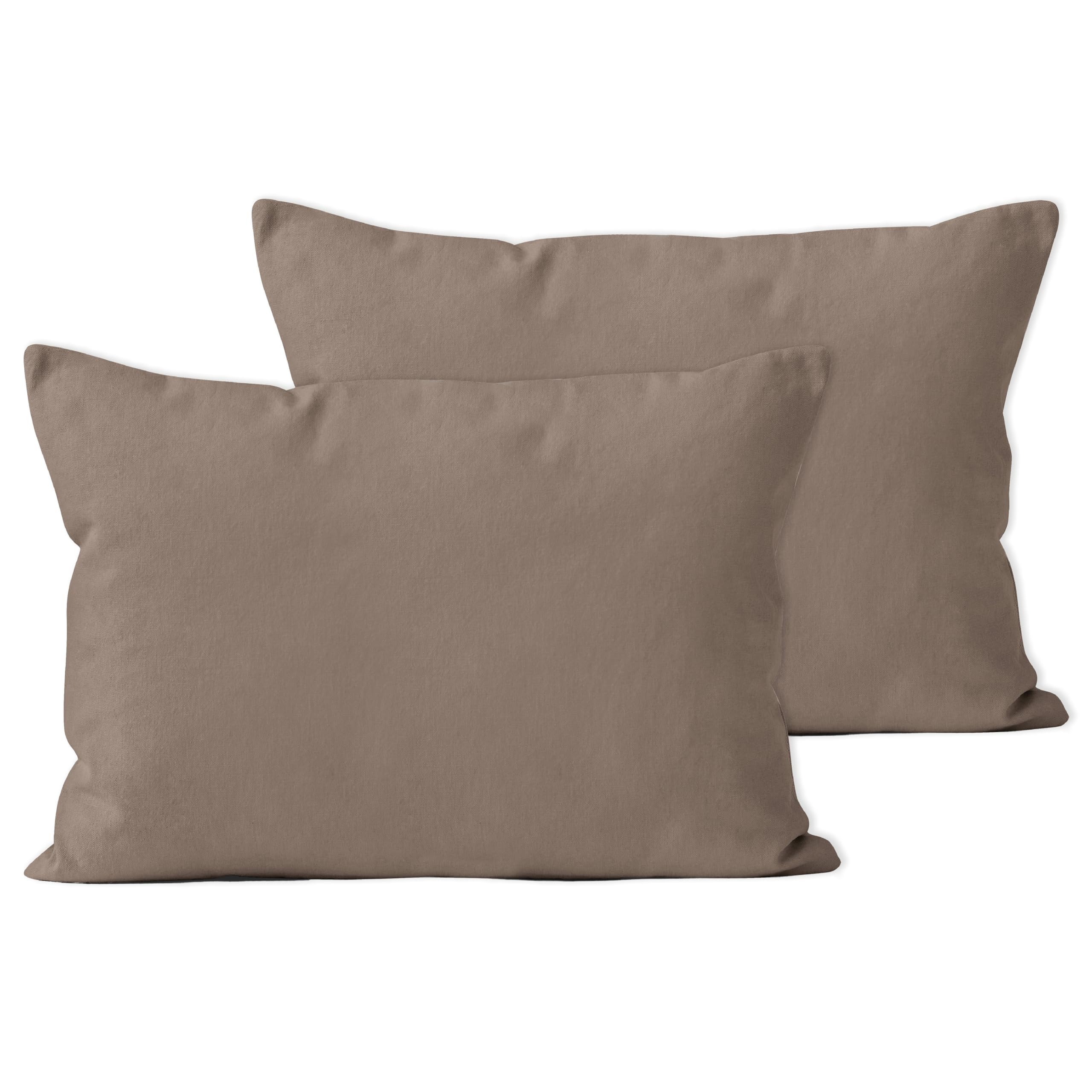 Encasa XO Throw Pillow Covers 12x20 Inches, Set of 2 - Soft Beige Cotton Decorative Cushion Covers with Hidden Zipper Closure | Perfect for Living Room Sofa, Bedroom Decor, Couch & Home Accent | Machine Washable & Durable for Daily Use