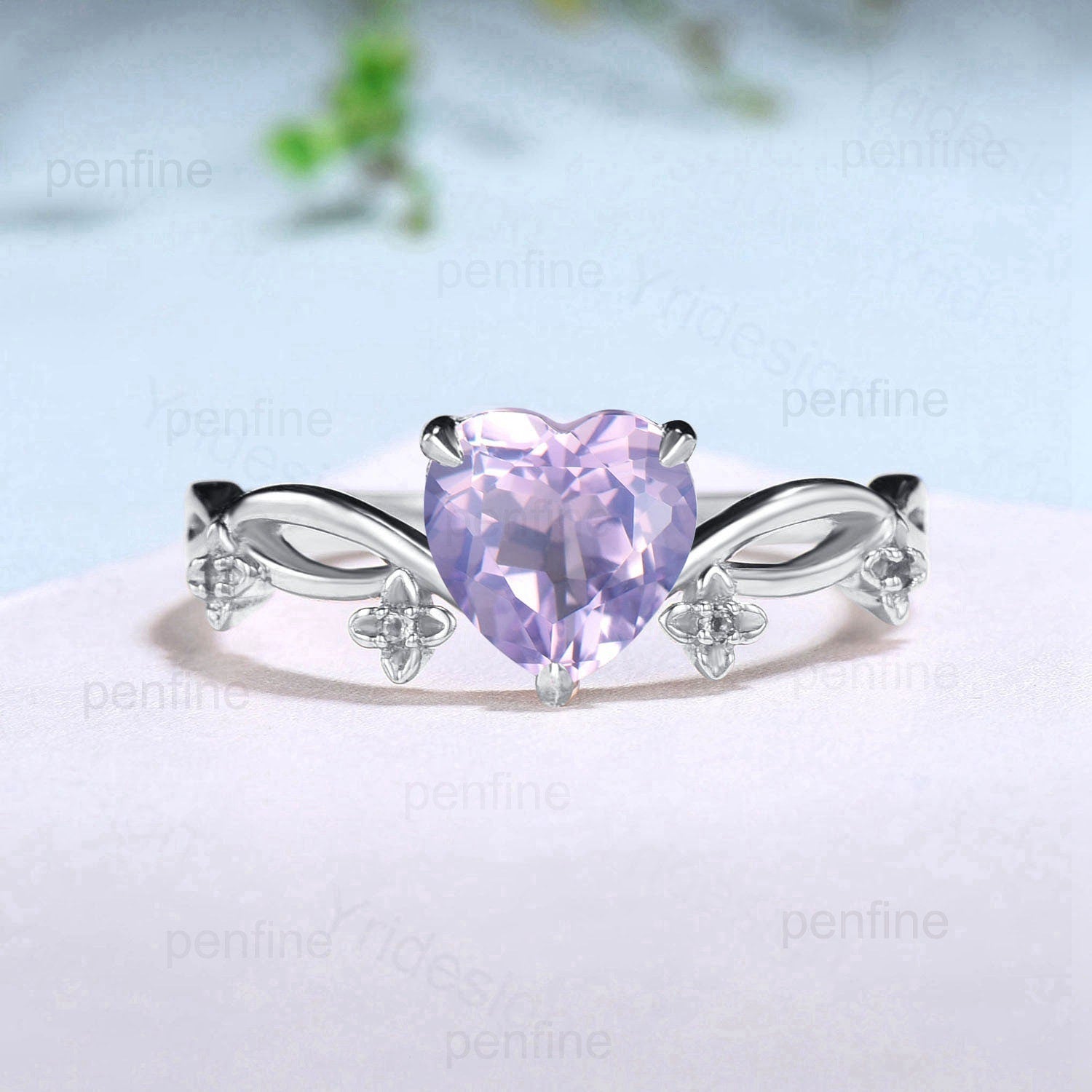 Elegant Lavender Amethyst Ring - Unique Purple Crystal Heart Shaped Engagement Ring for Women, February Birthstone Jewelry, Perfect for Valentine's Day Proposals, Anniversary Gifts & Wedding Bands