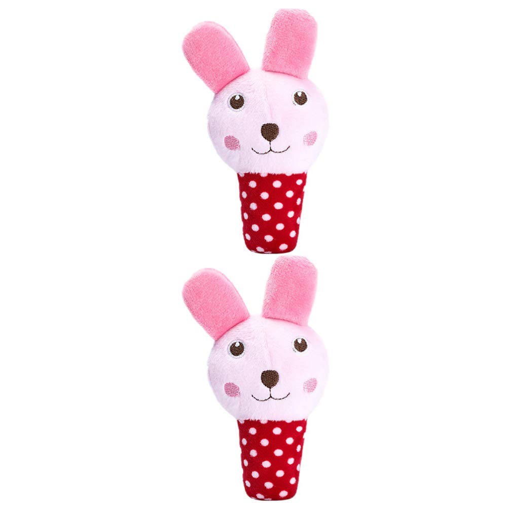 Balacoo 2-Pack Rabbit Shaped Pet Chew Toys - Soft Fluffy Stuffed Animal Interactive Dog & Cat Toys for Teething Puppies - PP Cotton Safe Biting Toys for Small Pets - Perfect for Playtime, Training & Anxiety Relief