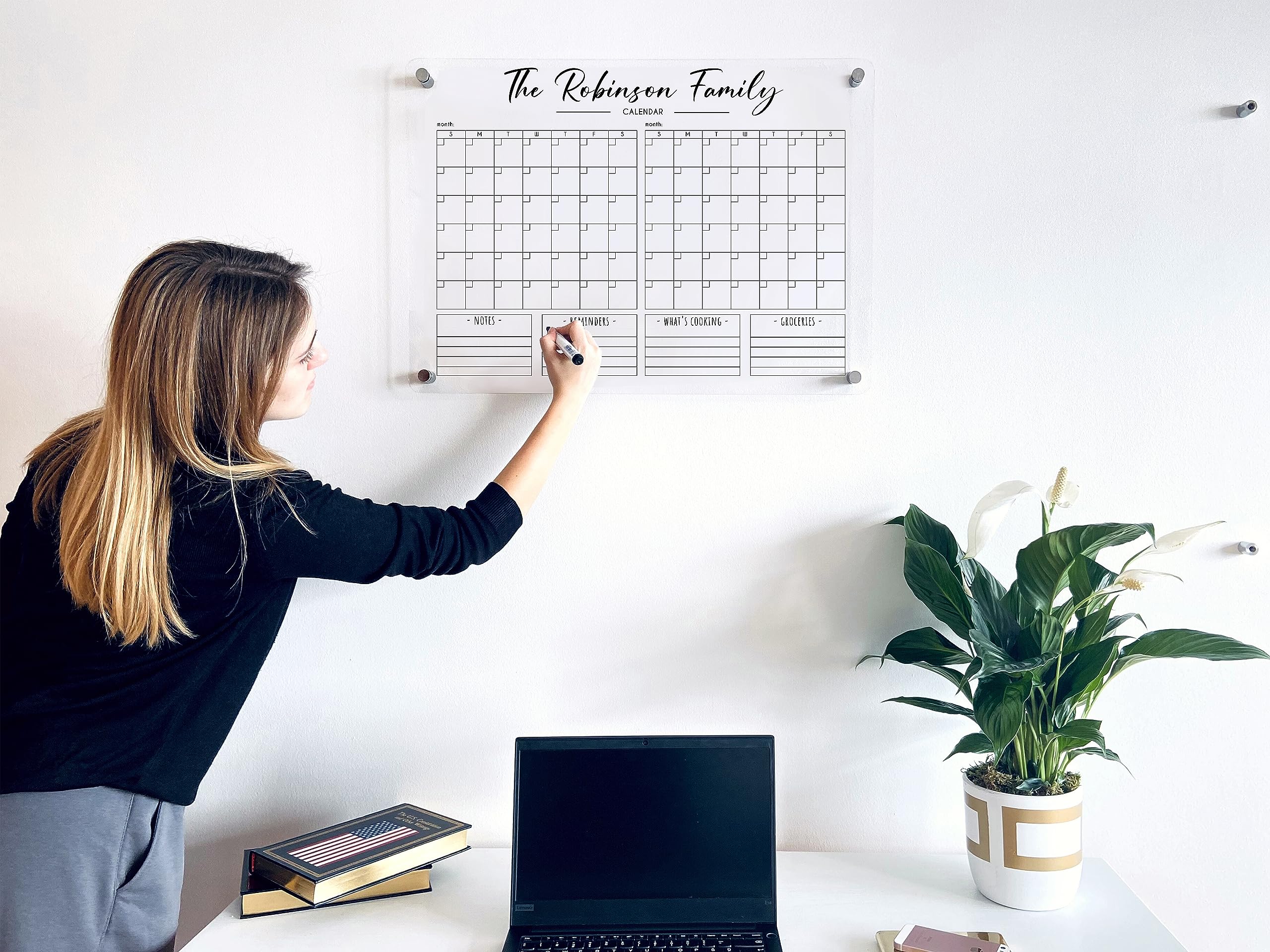 2025 Two Month Wall Calendar - Personalized Family Planner with Marker | Perfect for Home Office, School, or as a Housewarming Gift