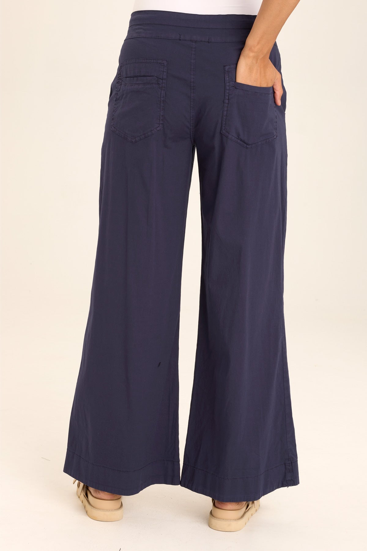 Rebecca Stretch Poplin Pleated Pants for Women - Comfortable High Waist Wide Leg Trousers for Office, Travel & Casual Wear