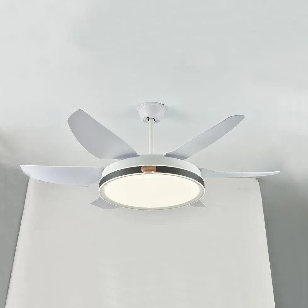 Modern White Metal LED Ceiling Fan with Light - Energy Efficient Cooling & Stylish Lighting for Living Room, Bedroom, or Office