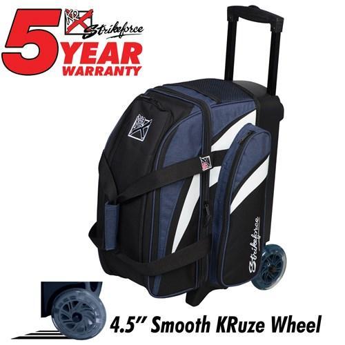 KR Strikeforce Cruiser Smooth Double Roller Bowling Bag - Navy Blue for Men & Women | Perfect for League Play, Tournaments & Practice Sessions | Durable Travel Bowling Gear with Wheels
