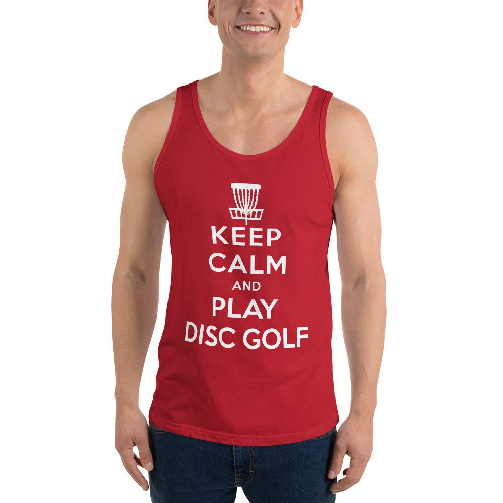 Absurd Ink Disc Golf Tank Top for Men & Women - Keep Calm and Play Disc Golf - Breathable Athletic Shirt for Outdoor Sports & Casual Wear