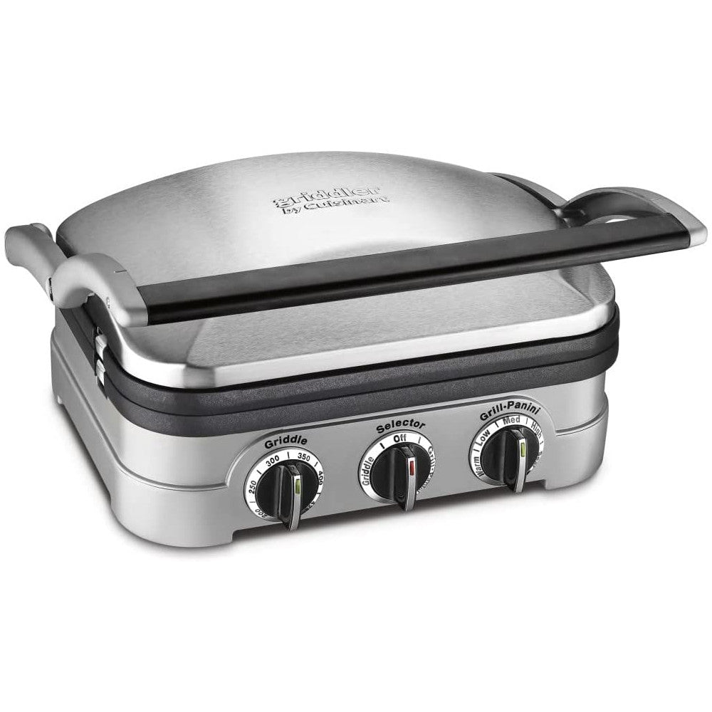 Cuisinart 5-in-1 Griddler Grill & Panini Press - Refurbished with Warranty | Indoor Grilling, Panini Making & More | Perfect for Home Cooking & Entertaining