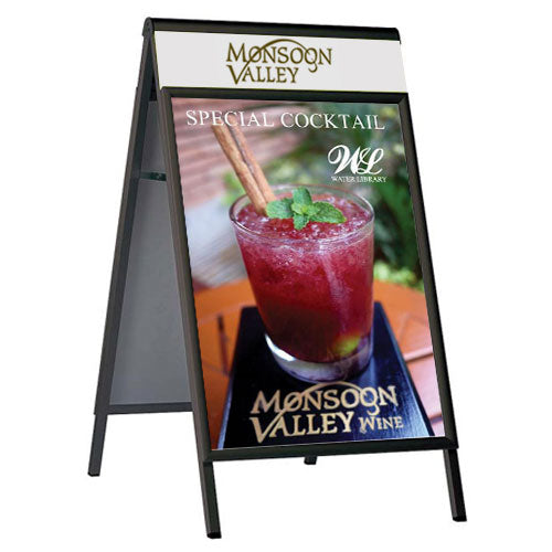 22x28 Euro Style A-Frame Sign Holder with Double-Sided Message Board | Folding Sidewalk Sign Stand for Restaurants, Retail Stores & Outdoor Advertising