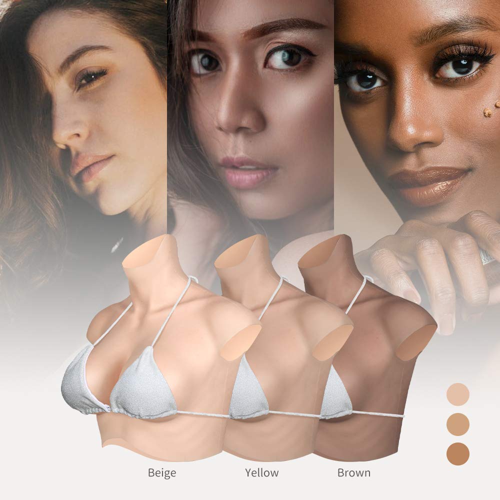 Realistic Silicone Breastplate B-H Cup - Natural Looking Breast Forms for Crossdressers, Drag Queens & Mastectomy - Transgender Chest Enhancer for Cosplay, Costumes & Daily Wear