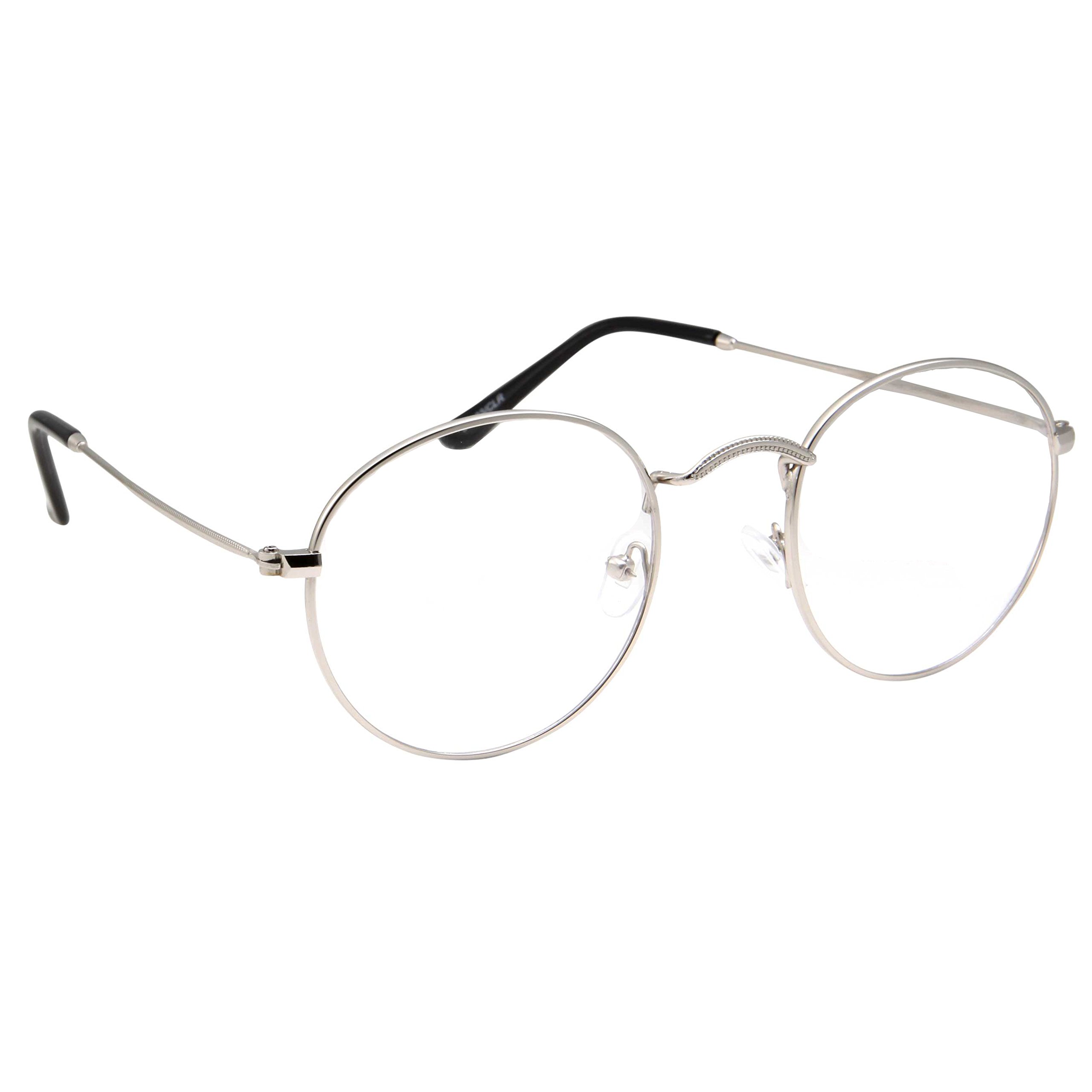 Vintage Round Clear Lens Glasses - Metal Frame Retro Eyewear for Men & Women | Perfect for Reading, Driving, and Fashion Accessories