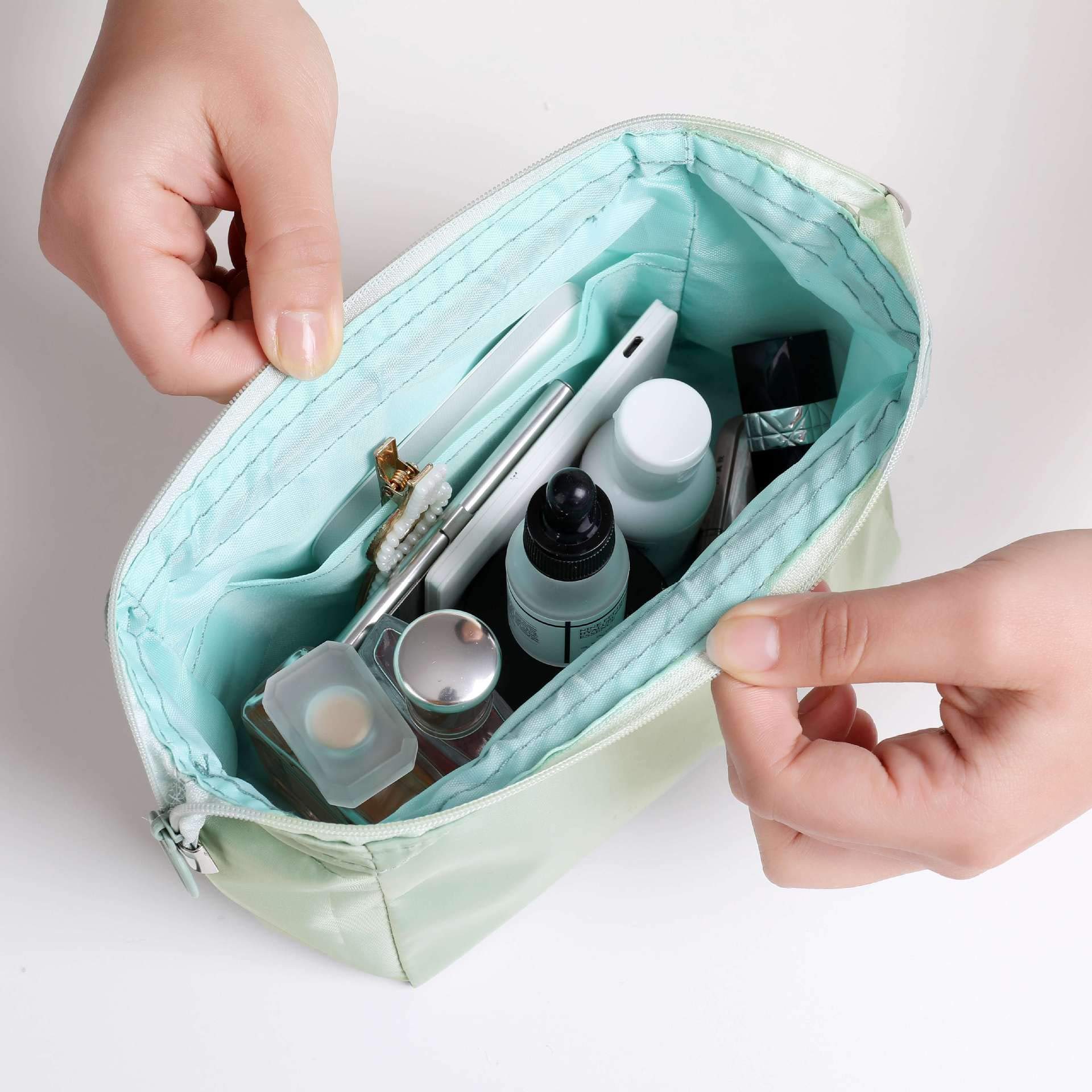 DSDFIDn Large Capacity Makeup Bag for Women - Waterproof Cosmetic Organizer with Wide Opening, Travel Toiletries Pouch for Brushes & Essentials (Red) | Perfect for Travel, Gym & Daily Use