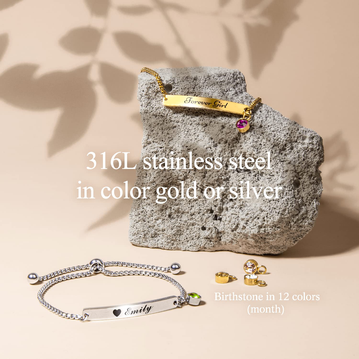 Caramel Sweet Life Birthstone Bracelets for Women - Personalized Mom Bracelet with Custom Name - Meaningful Birthday Gift for Mother, Sister & Best Friend | Perfect for Mother's Day, Anniversary & Special Occasions