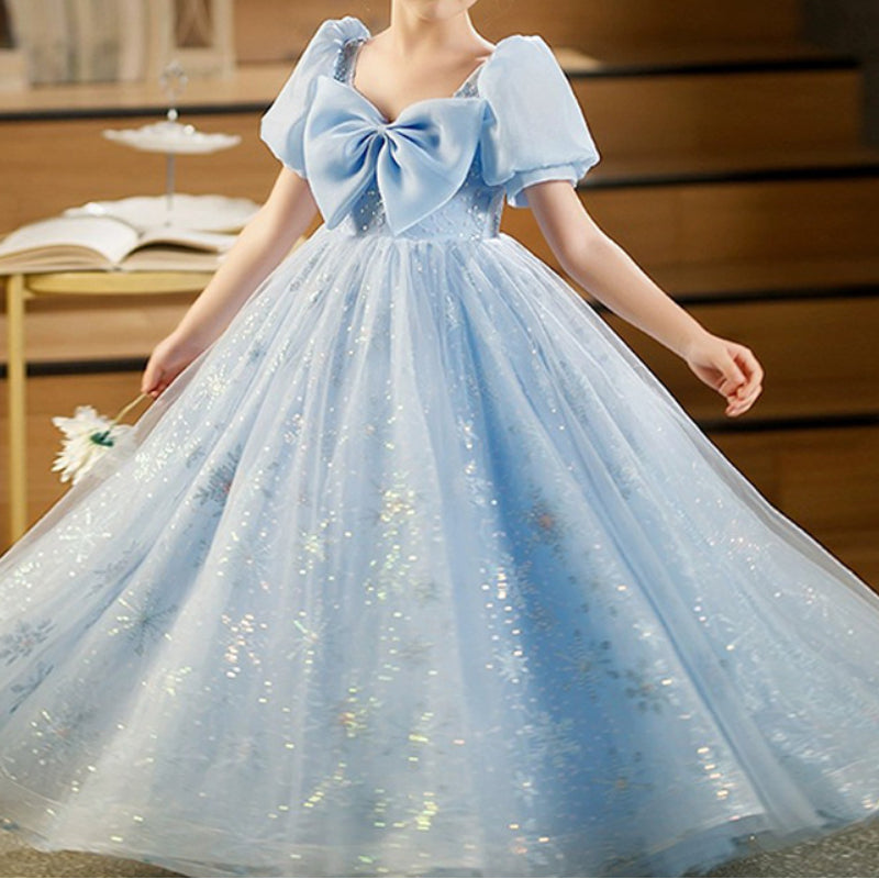 Snowflake Sequins Bow Princess Dress for Baby Girl - Birthday, Wedding & Party Outfit - Perfect for Special Occasions & Photo Shoots