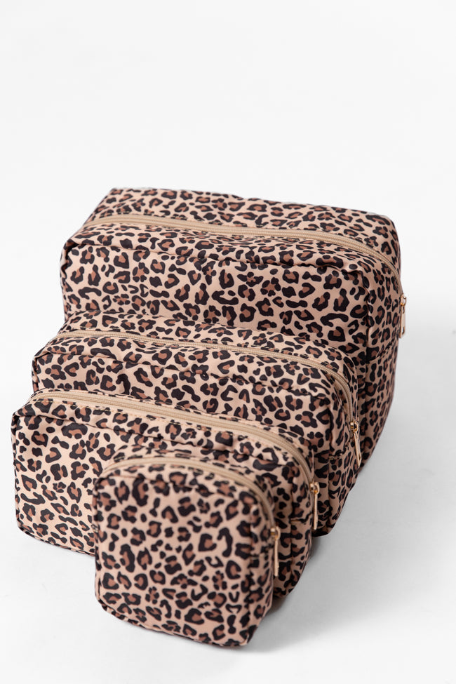 Leopard Print Travel Pouch Set - Waterproof Cosmetic Bag & Organizer for Toiletries, Jewelry, Makeup | Perfect for Vacation, Gym, Business Trips & Daily Essentials Storage