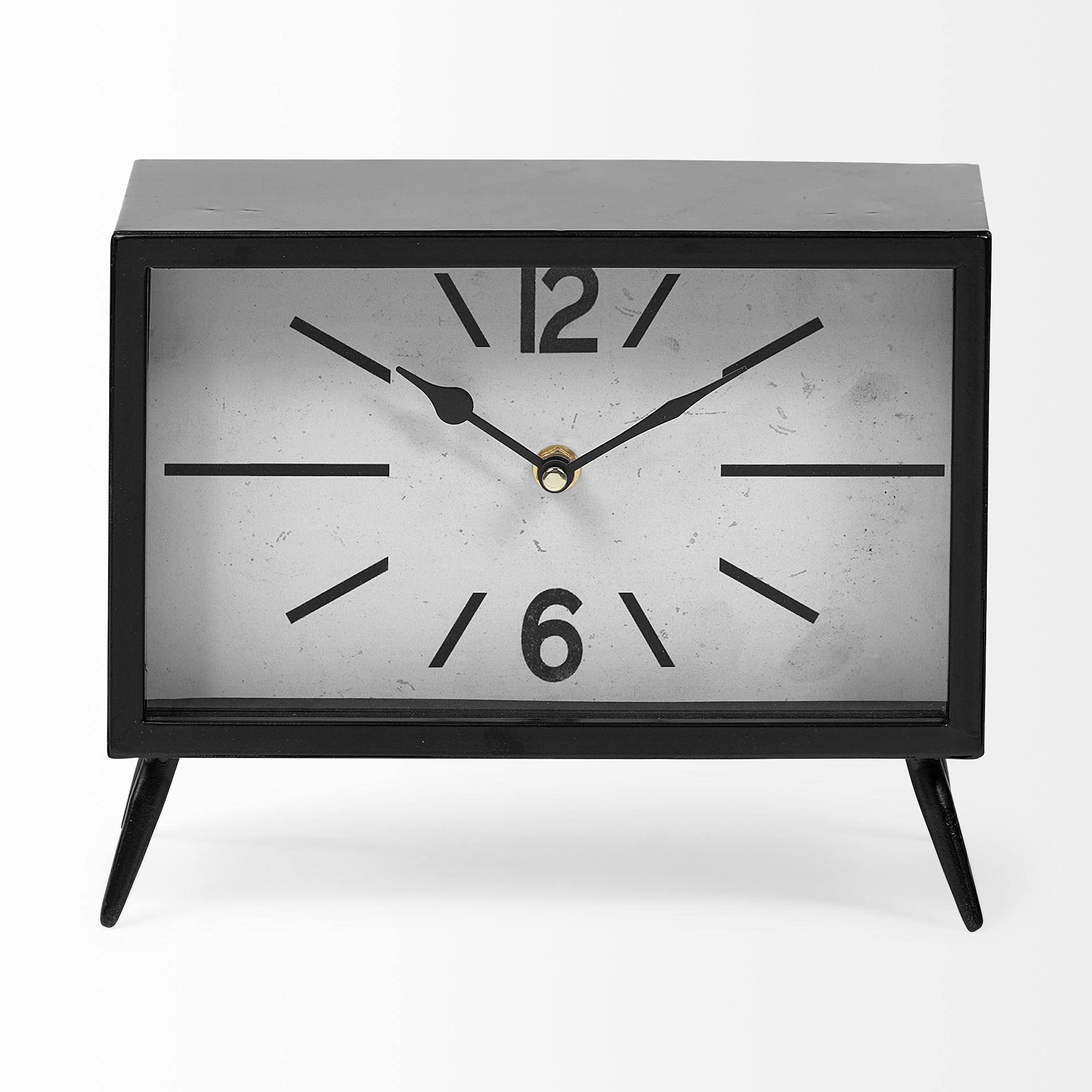 Stylish Black Metal Rectangular Desk Clock - Modern Home & Office Decor | Perfect for Workstations, Study Rooms, and Gift Giving
