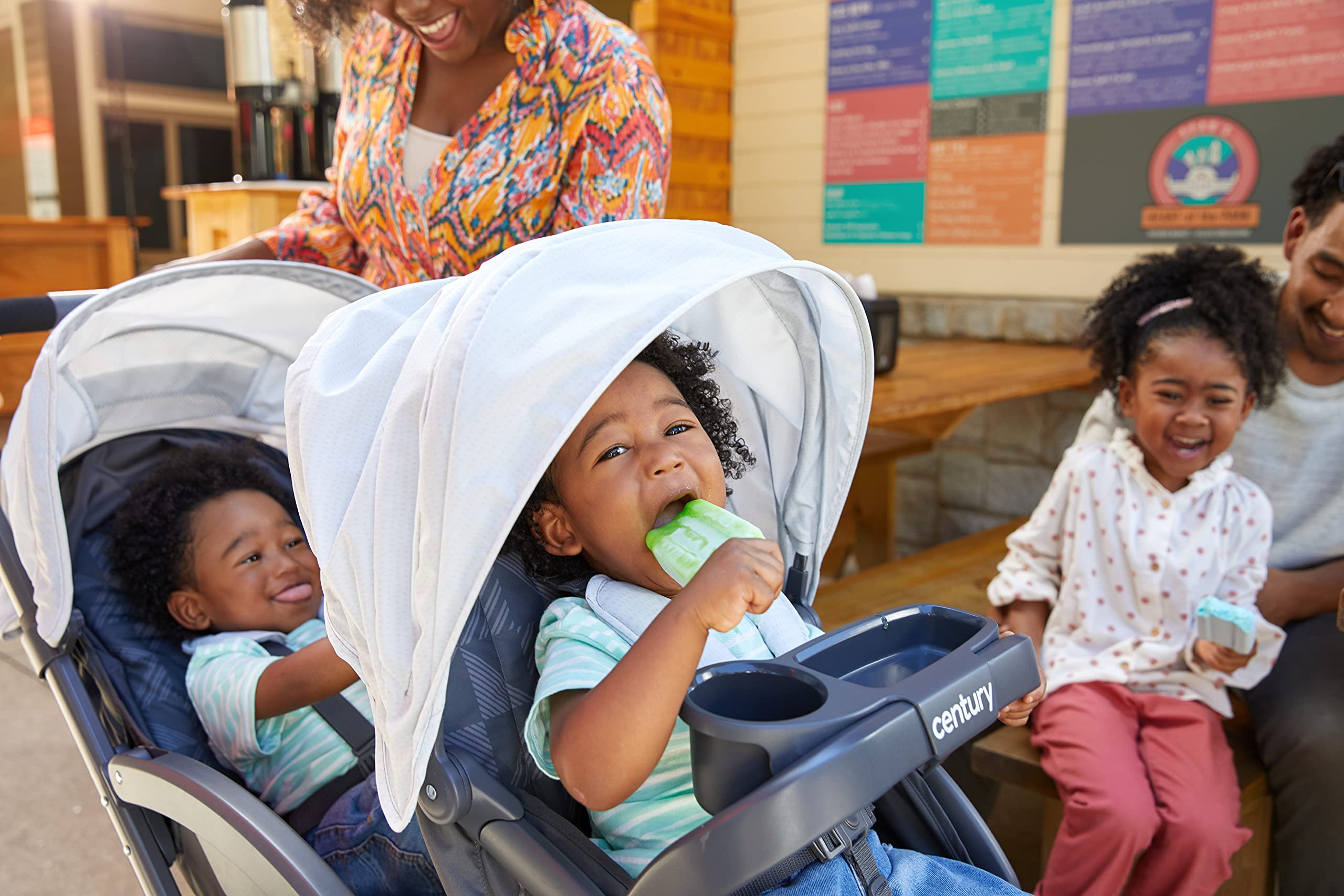 Century® Stroll On™ Duo Lightweight Double Stroller - Compact & Easy Fold for Twins or Siblings - Perfect for Shopping, Travel & Everyday Use