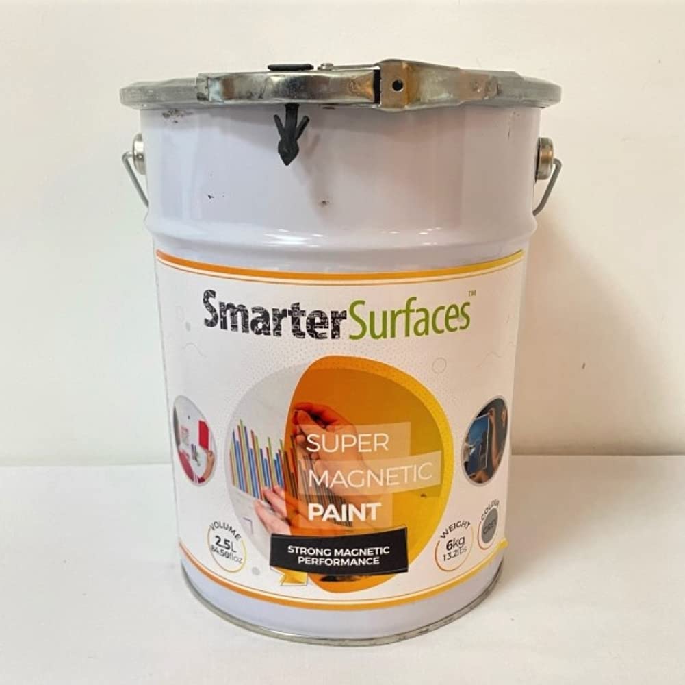 SmarterSurfaces Super Magnetic Paint - 84.5oz Black Magnetic Primer for Walls (Covers 65ft²) - Create Strong Magnetic Surfaces - Includes 2 Rare Earth Magnets - Perfect for Home Offices, Classrooms & DIY Projects