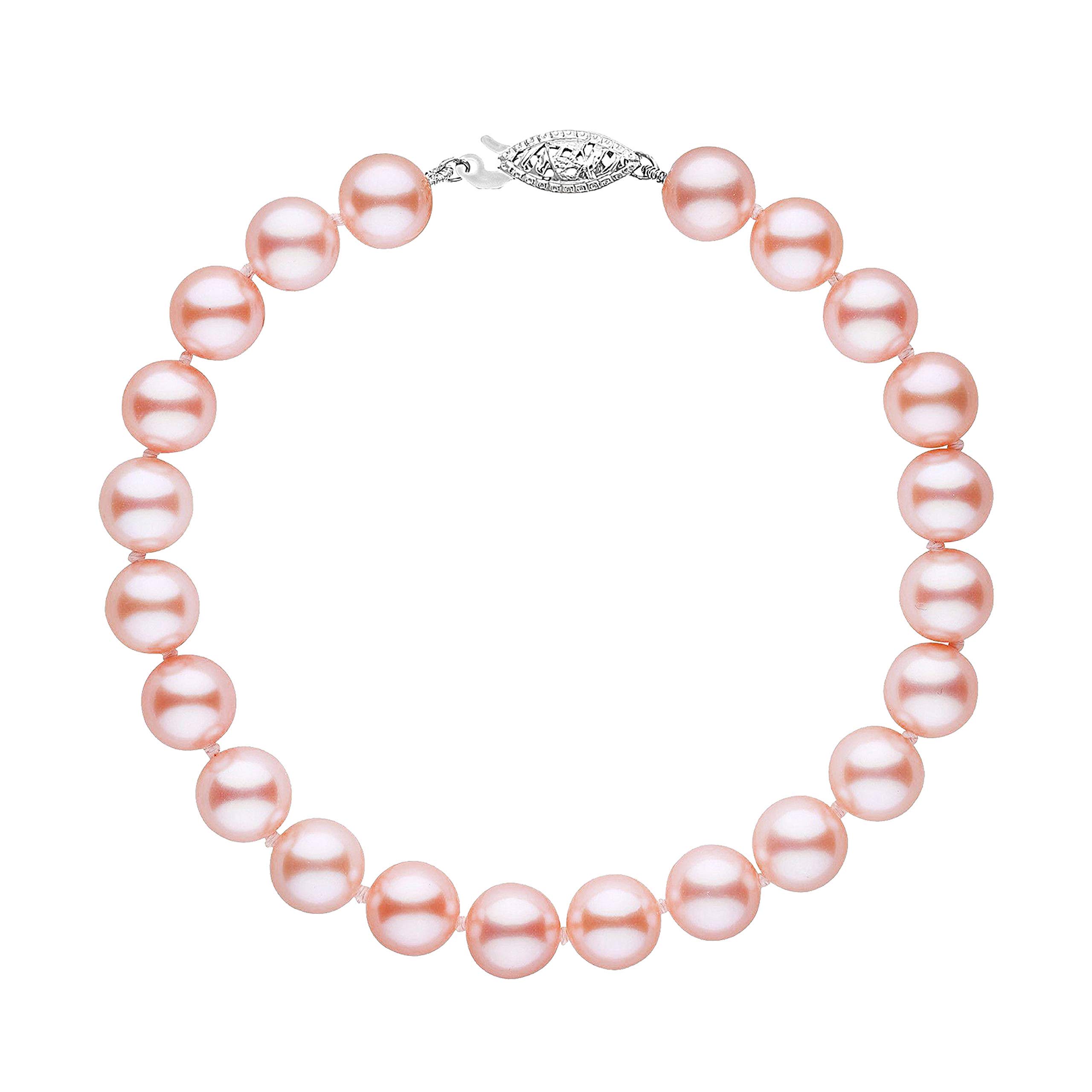 925 Sterling Silver AAAA Pink Freshwater Pearl Bracelet with Silk Knotting & Fishhook Clasp - Adjustable Sizes for Women | Elegant Gift for Anniversary, Wedding & Special Occasions