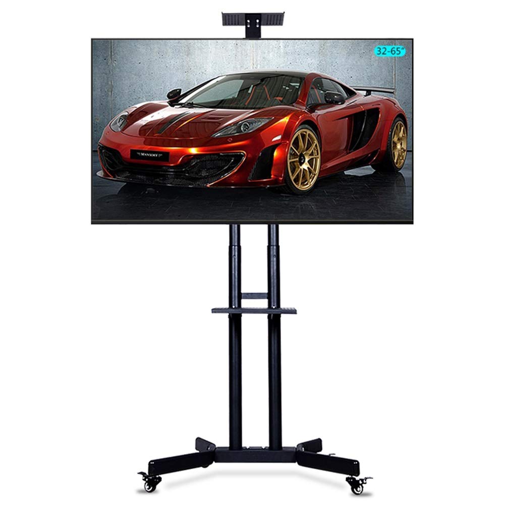 Heavy Duty Universal Rolling TV Stand LXLA Mobile with Wheels for 32-65 Inch TVs - Adjustable Shelf & Mount, Supports Up to 99 lbs - Perfect for Living Room, Bedroom or Office Entertainment Setup