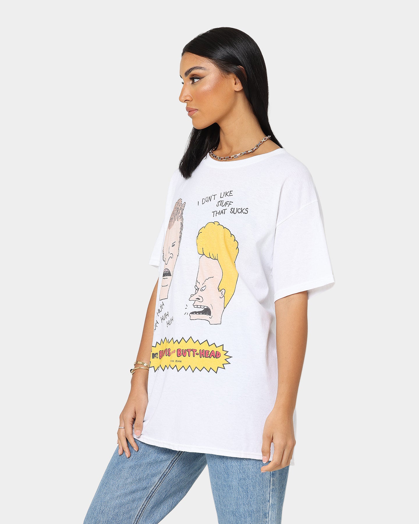 Beavis & Butthead 'Stuff Sucks' Graphic T-Shirt - White Cotton Tee for Men & Women | Vintage Cartoon Streetwear for Casual Wear & Pop Culture Fans