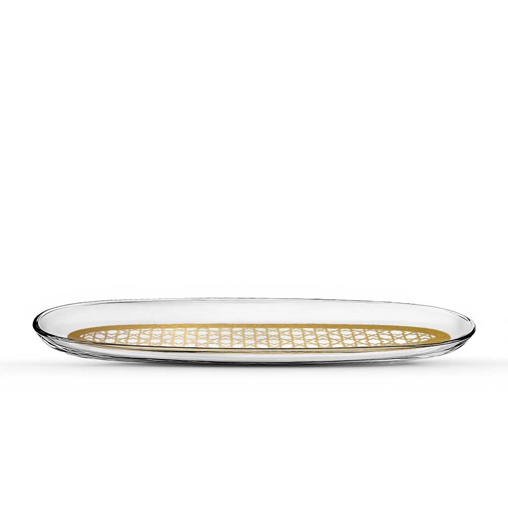 Dimlaj Cordoba 2-Piece Oval Plates Set in Gold - Elegant Dinnerware for Fine Dining & Special Occasions
