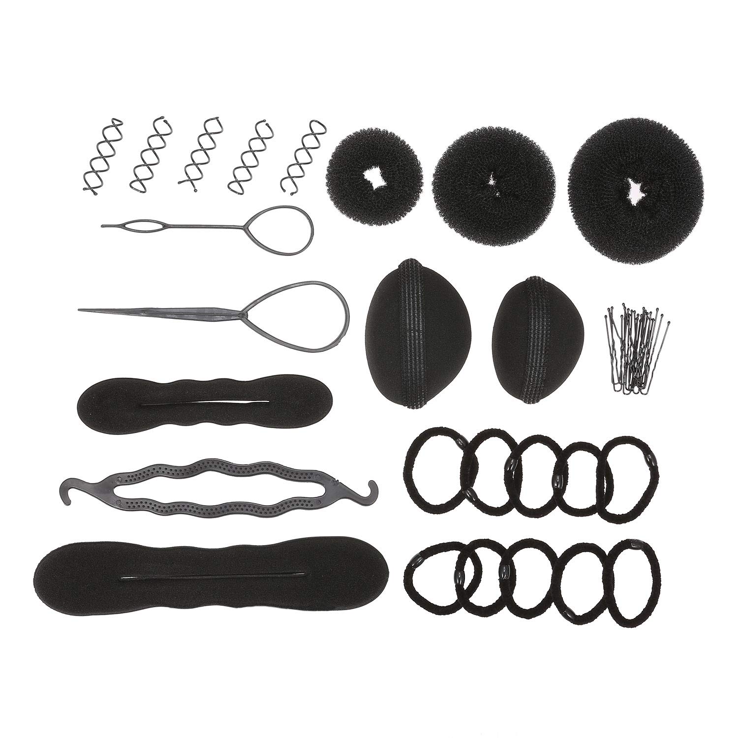 Fesjoy Hair Styling Kit - DIY Bun Maker, Curler Roller, Twist Hair Loops & Hair Base Bumps for Braiding - Perfect for Updos, Ponytails & Special Occasions