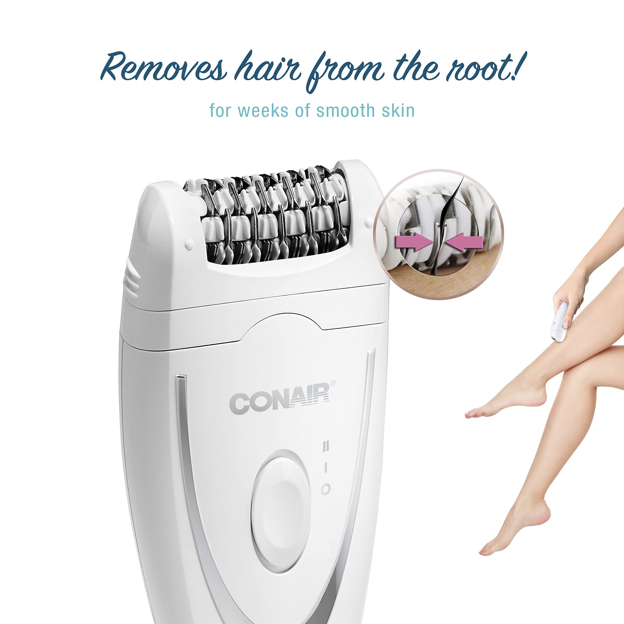 Conair Cordless Rechargeable Full Body Epilator for Women - Painless Hair Removal Device for Legs, Arms, Underarms & Bikini Area - Perfect for Smooth Skin at Home or Travel