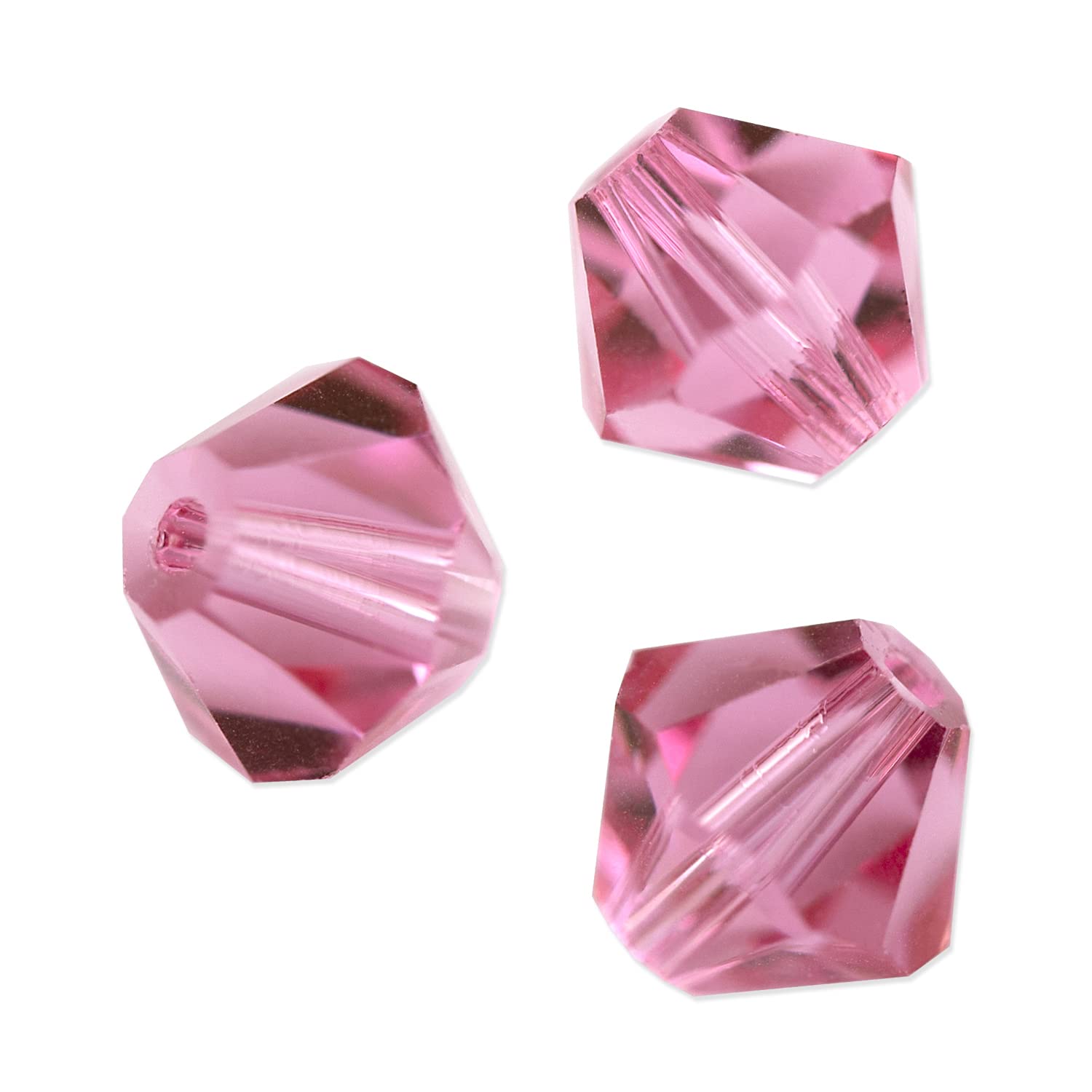 Preciosa 4mm Rose Crystal Bicone Beads - 50pcs Pack for Jewelry Making, DIY Crafts & Wedding Decorations
