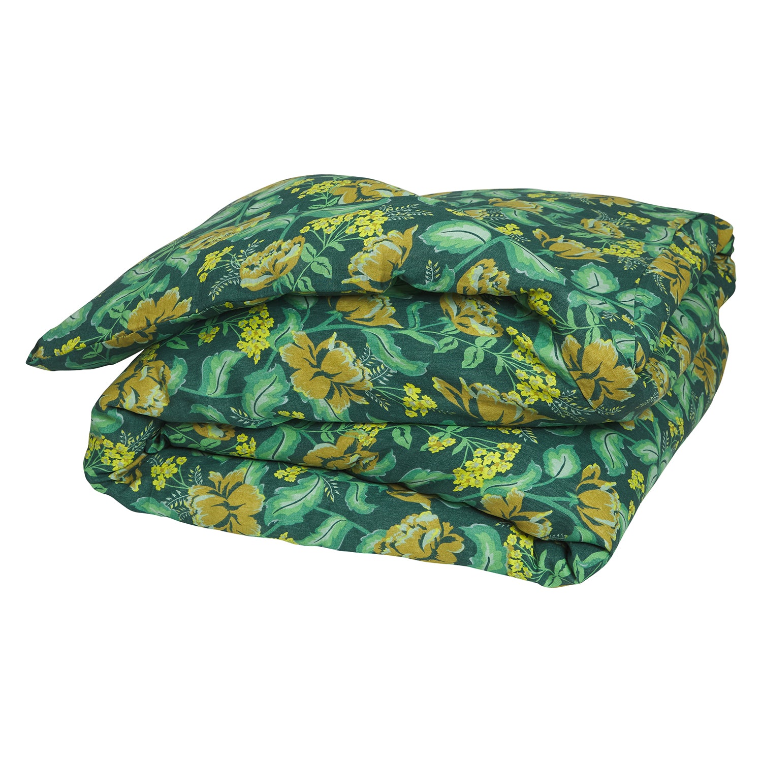 Margot Linen Quilt Cover Set - 100% Natural Breathable Fabric - Forest Green Duvet Cover - Perfect for Bedroom, Guest Room & Cozy Home Decor