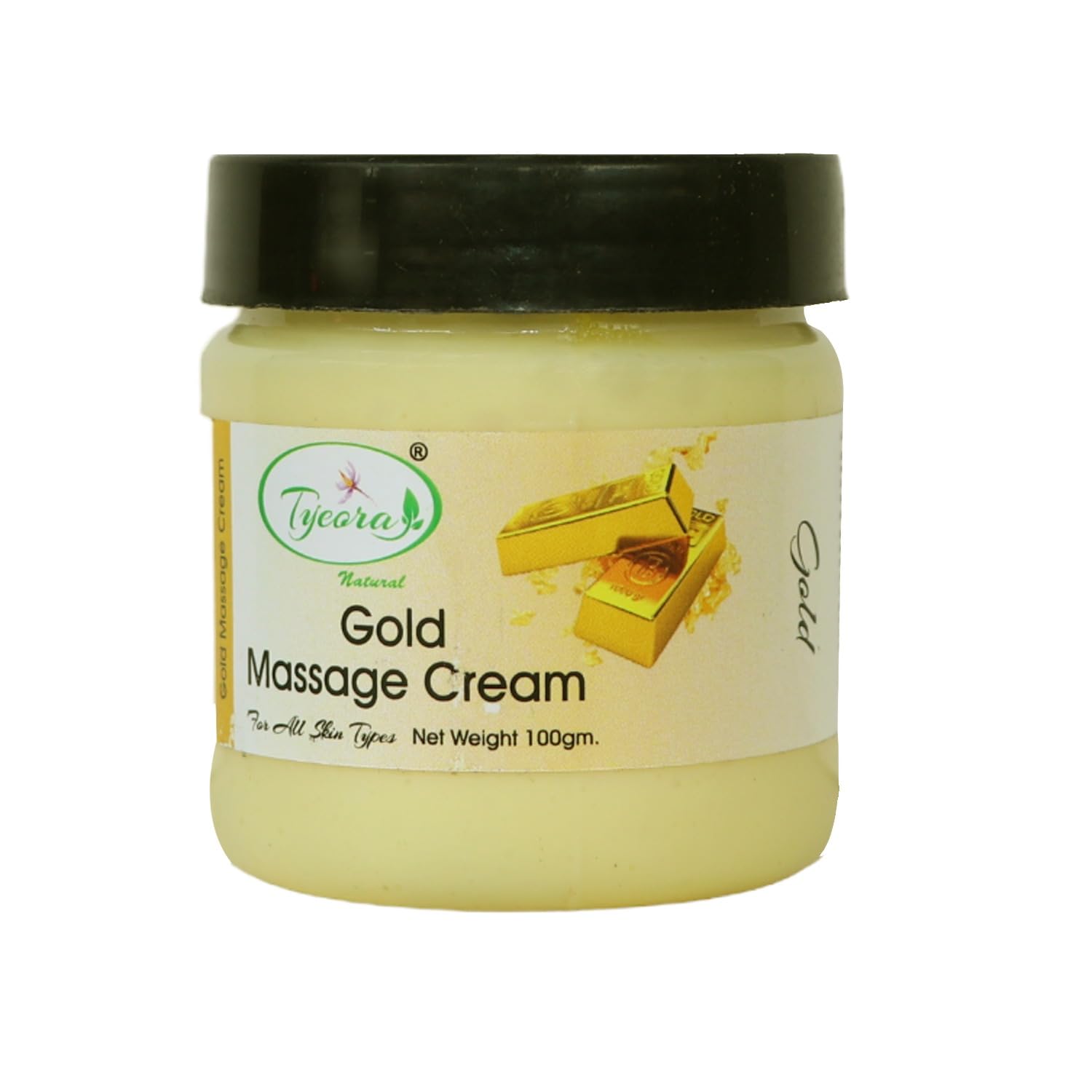 Tyeora Natural Gold Massage Cream - 100gm for All Skin Types | Hydrating & Anti-Aging | Perfect for Spa, Home Relaxation & Couples Massage