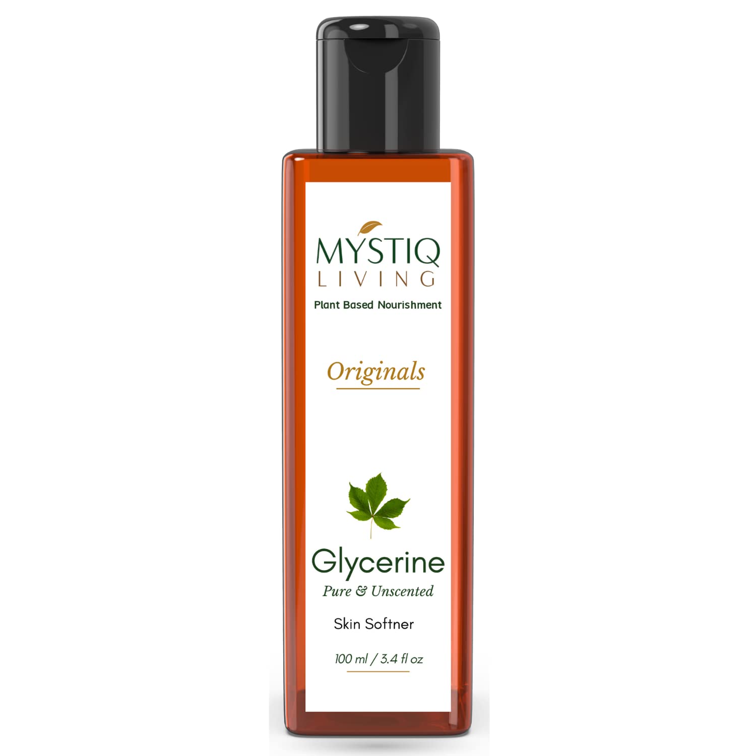 Pure & Unscented Plant-Based Glycerin for Face & Body Care - Mystiq Living 100ml | Hydrating Skin Moisturizer for Dry Skin, DIY Beauty Recipes & Sensitive Skin Care