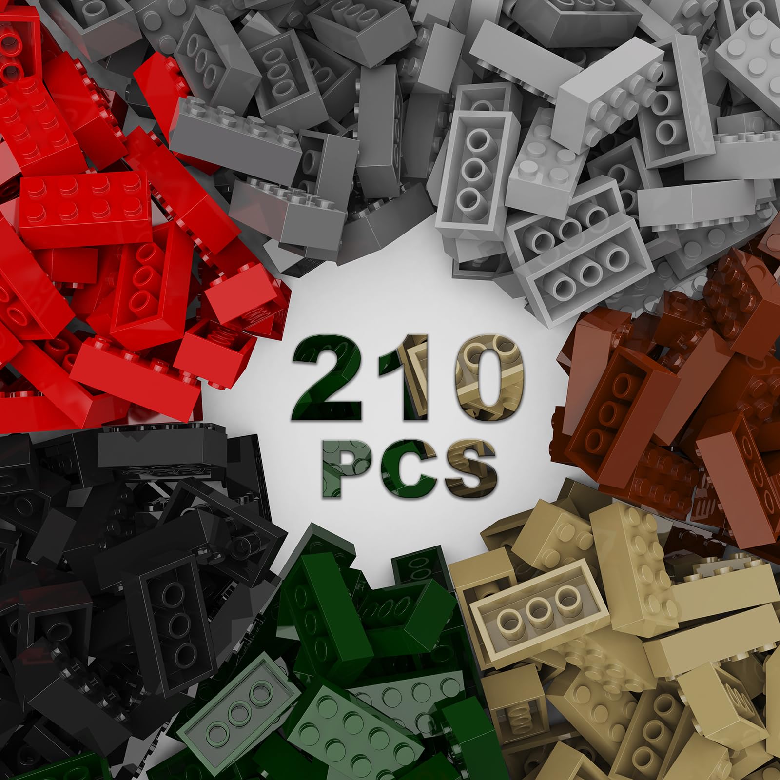 210-Piece Classic Building Bricks Set - 2x4 Bulk Bricks Compatible with Lego - Creative Construction Blocks for Kids Ages 6-10 - Perfect for STEM Learning, Birthday Gifts & Family Bonding Activities