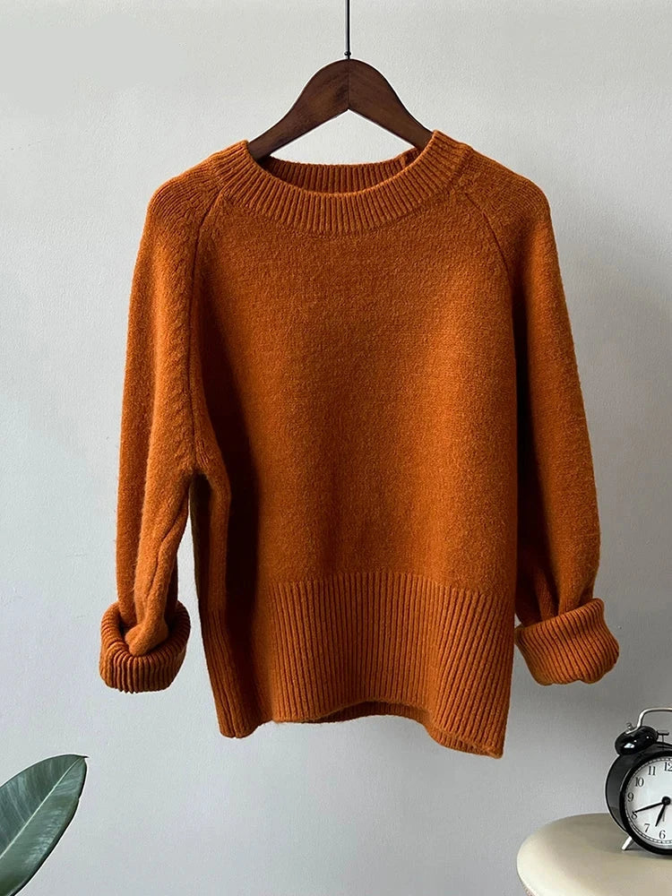 Women's Knitted Sweater Pullover - Warm Beige & Light Coffee O-Neck Jumper | 7 Colors | Perfect for Fall & Winter Outfits, Office Wear & Casual Chic