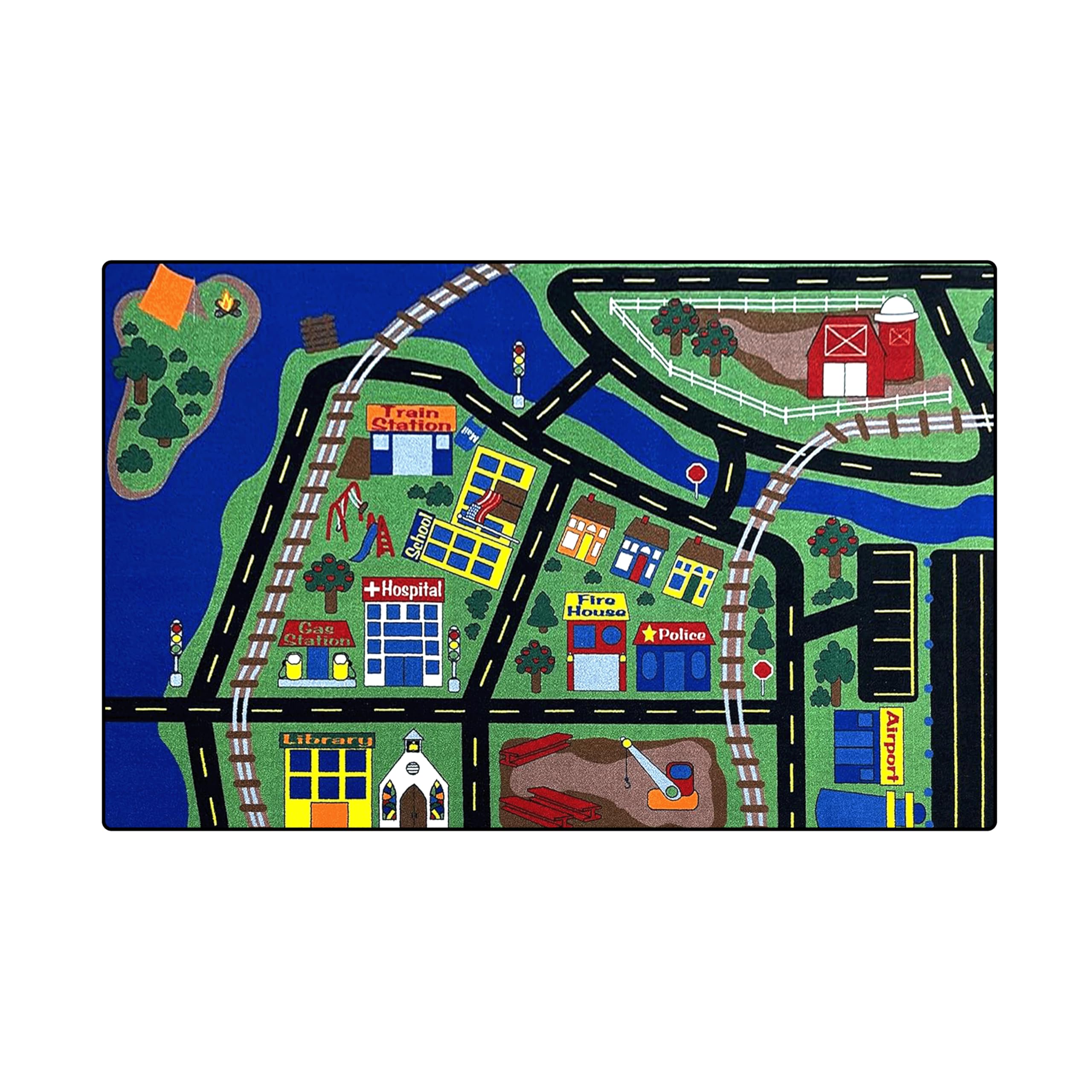 Kids Carpet Total Transportation Road Rug - 6' x 8'6