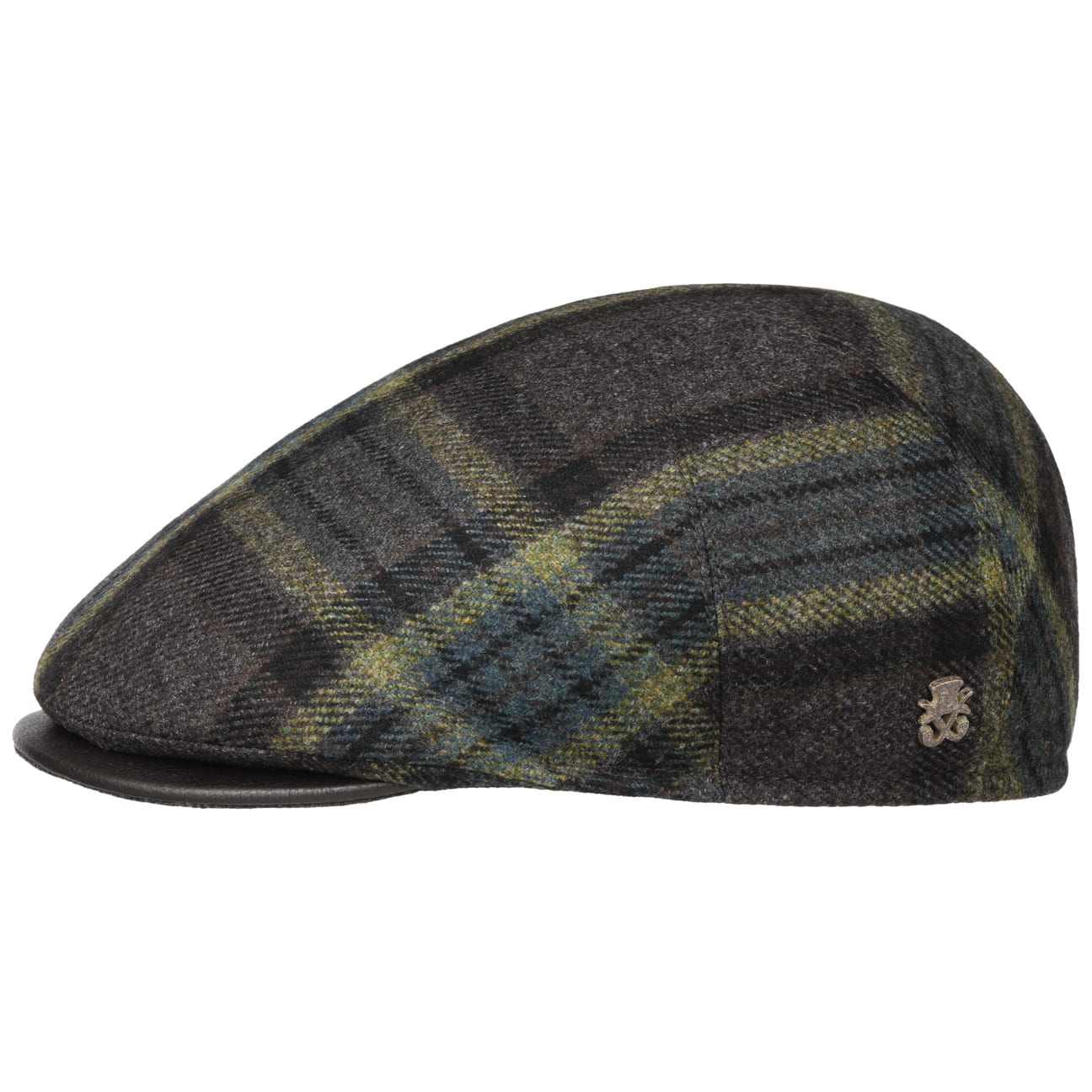 Mayser Marzio Wool Check Flat Cap for Men - Classic Vintage Style Hat for Casual Wear, Outdoor Activities, and Fashion Accessories