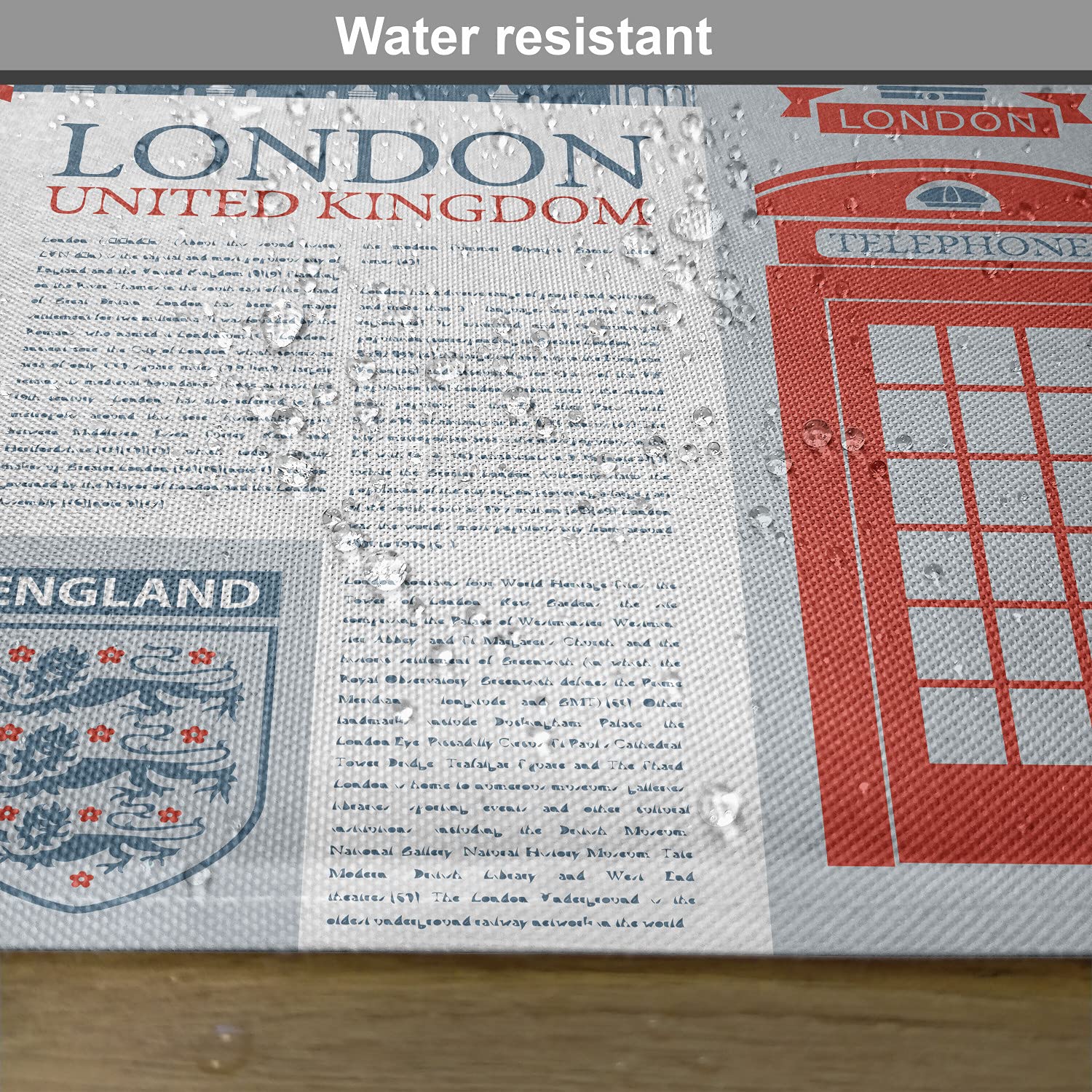 Ambesonne Set of 4 Phone Booth Themed Placemats - London UK Landmarks & Flags Design, Washable Fabric Table Mats for Dining Room & Kitchen Decor in Slate Brown, Vermilion, Pale Blue Grey | Perfect for British-Themed Parties, Tea Time & Home Decor