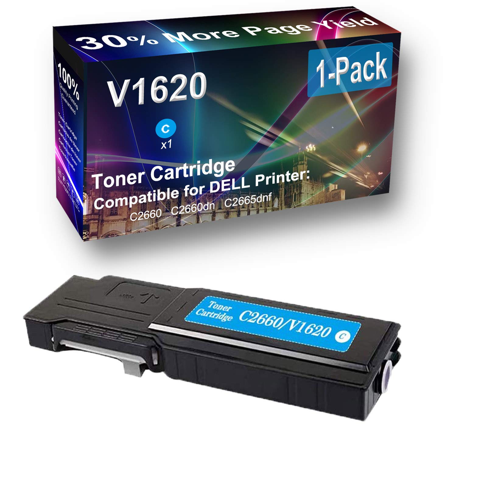 High Yield V1620 Laser Printer Toner Cartridge (Cyan, 1-Pack) - Compatible with Dell C2665dnf Printer - Ideal for Office Printing & High Volume Documents