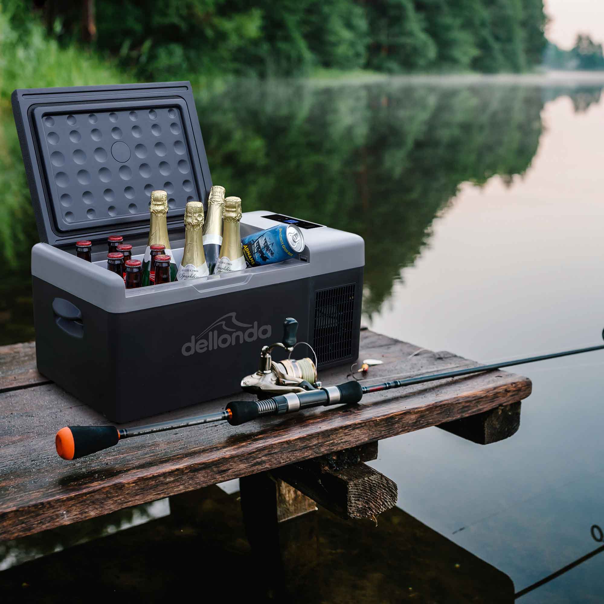 15L Portable Car Fridge Freezer with 12V/24V Compressor - Compact Cooler Box for Road Trips, Camping & Outdoor Adventures