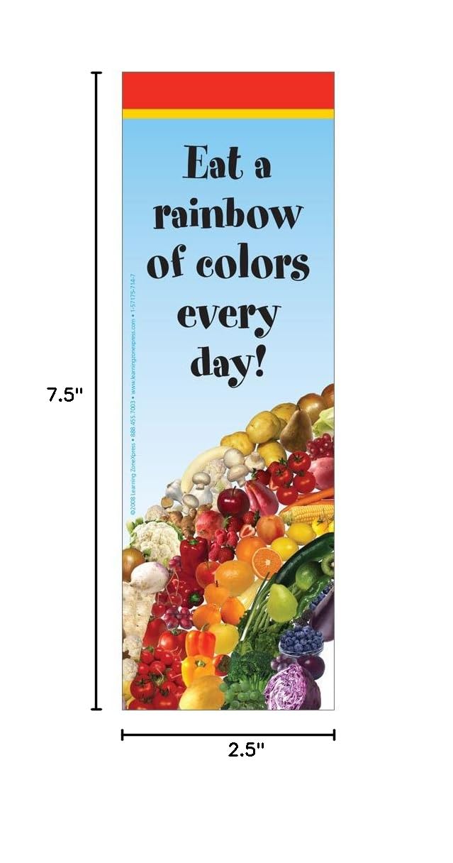 100 Colorful Fruits & Vegetables Bookmarks for Kids - Double-Sided 2.5