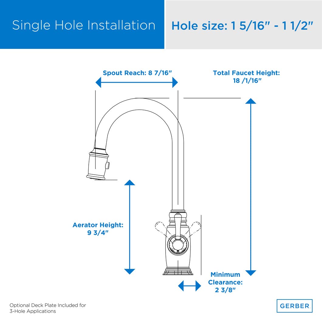 Gerber Plumbing Pull-Down Kitchen Faucet with SnapBack Retraction - High Arc Stainless Steel Sink Faucet for Modern Kitchens | Perfect for Washing Dishes, Filling Pots & Daily Kitchen Tasks