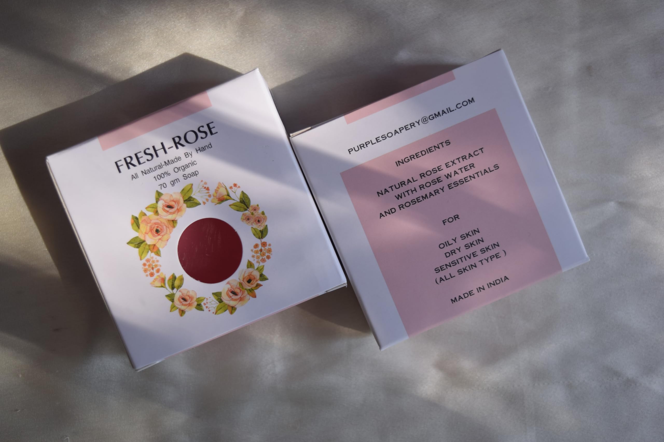 Organic Fresh Rose Soap Bar for Men & Women - Natural Handmade Soap with Rose Petals (Pack of 2) - Perfect for Sensitive Skin, Gift Sets & Spa Day at Home