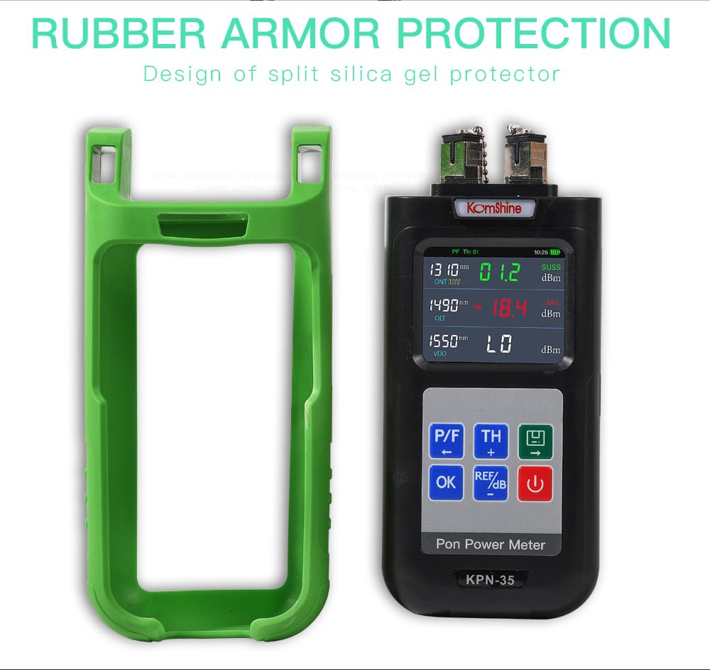 1310/1490/1550nm PON Power Meter - Optical Fiber Tester with SC/APC Adapter for PON Network Detection | Burst Mode Measurement for 1310nm Upstream | Ideal for FTTH Installation & Fiber Optic Maintenance