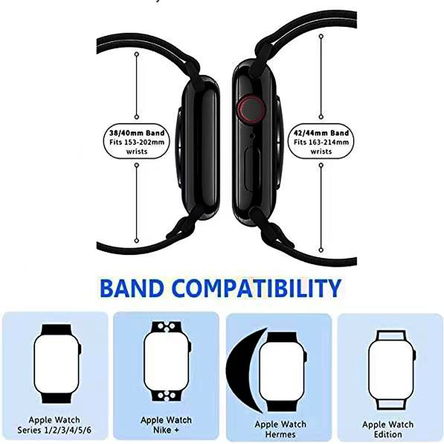 Adjustable Elastic Band for Apple Watch 38mm 40mm 41mm 42mm 44mm 45mm - Sport Solo Loop Stretch Nylon Replacement Strap Compatible with iWatch Series 7/6/5/4/3/SE - Perfect for Workouts, Running & Everyday Wear