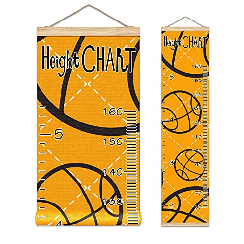 Kids Growth Chart - Basketball Themed Height Measurement Wall Ruler | Durable Hanging Decor for Nursery, Bedroom & Playroom | Perfect Gift for Boys & Girls