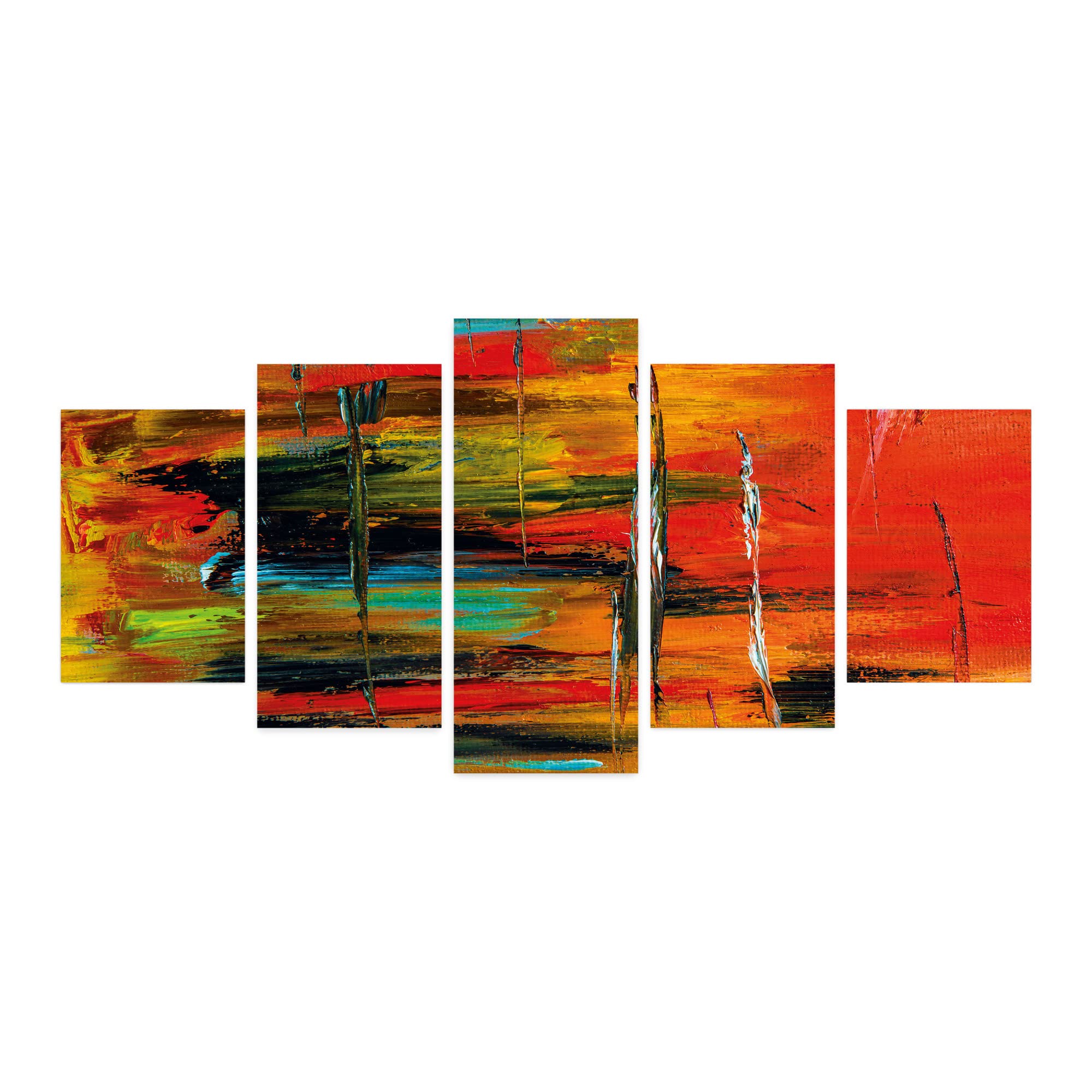 Ambesonne Abstract 5-Panel Acrylic Glass Wall Art - Modern Contemporary Streaks & Paint Strokes Print - 60