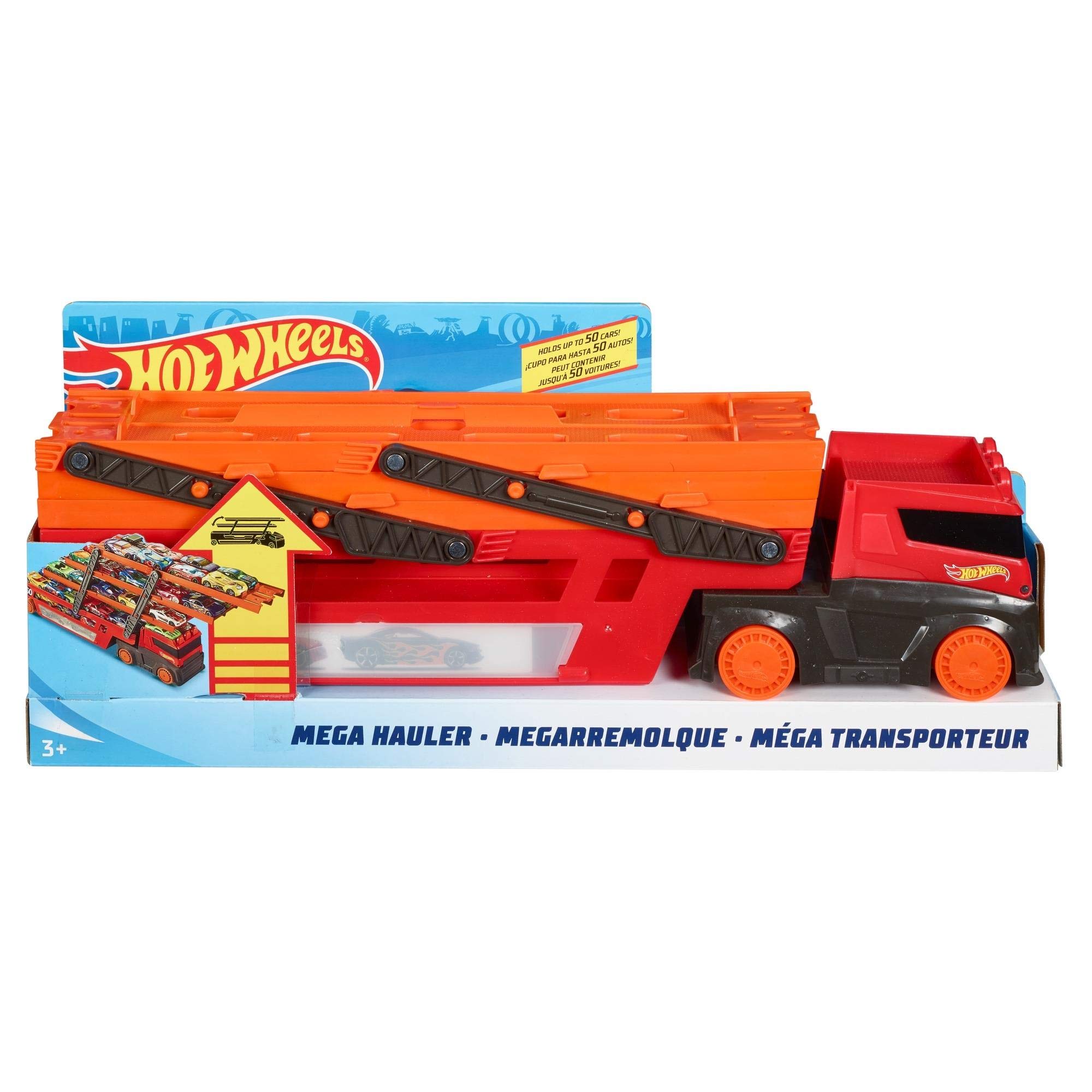 Hot Wheels Mega Hauler Toy Car Track Set - 6 Expandable Levels with Storage for 50+ 1:64 Scale Vehicles | Connects to Other Hot Wheels Sets | Perfect for Kids' Racing Adventures & Collectible Display